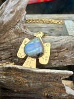 Rainbow Moonstone Petroglyph Skykeeper Necklace