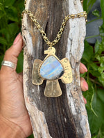 Rainbow Moonstone Petroglyph Skykeeper Necklace