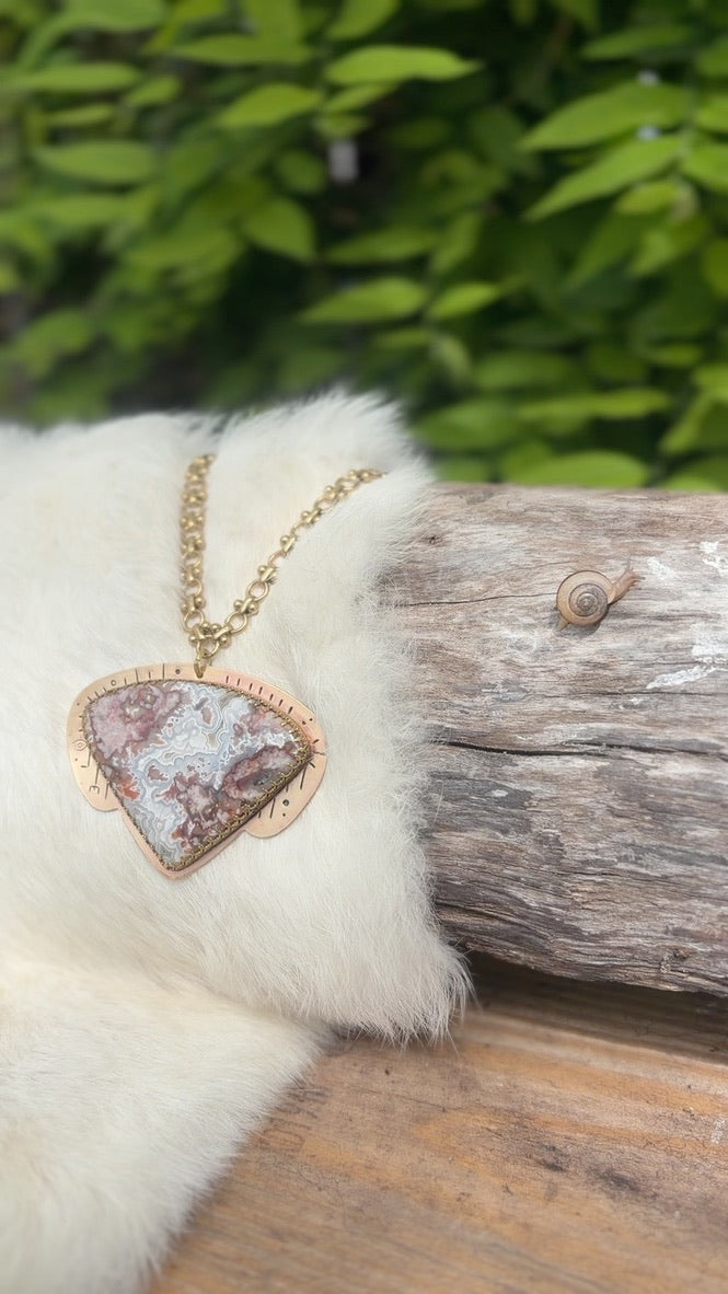 Steady Your Stress Crazy Lace Agate Necklace No. 1 – Bayou Brass