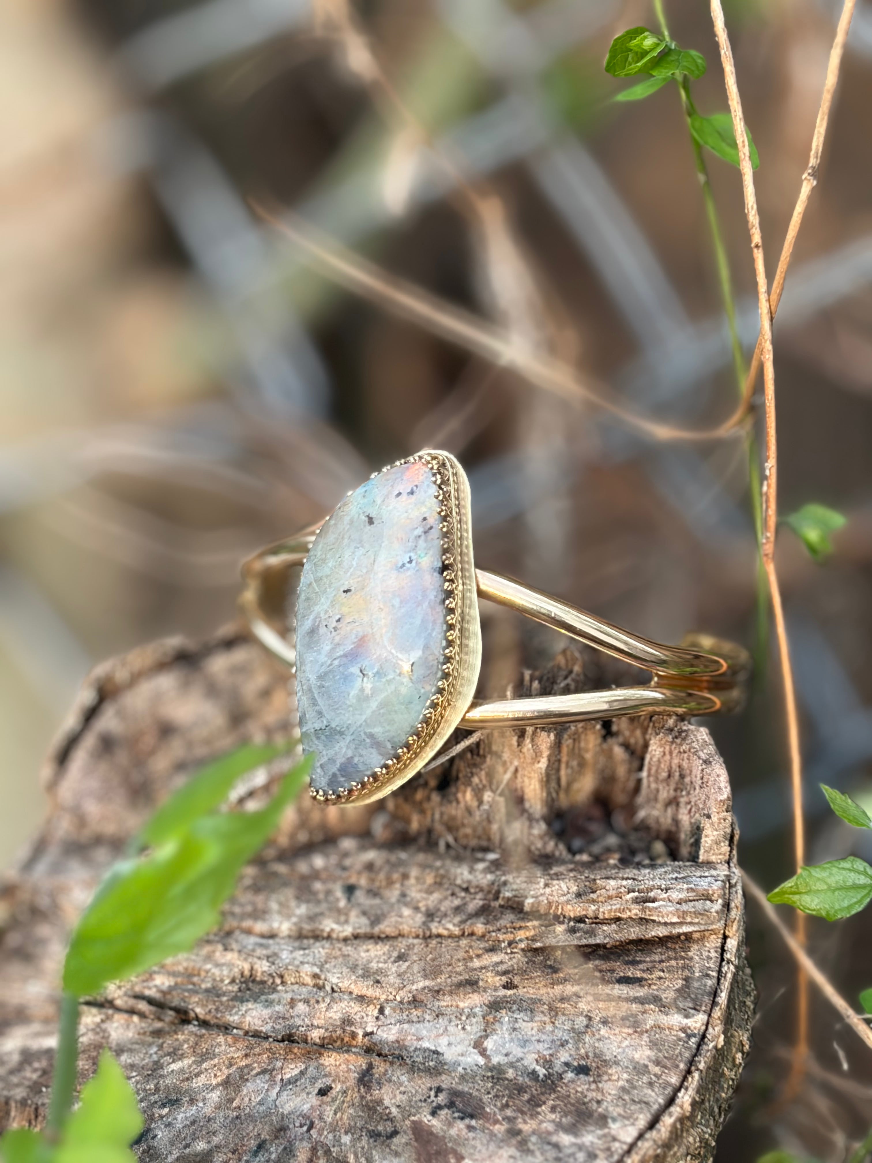 Pale Flash Labradorite Cuff