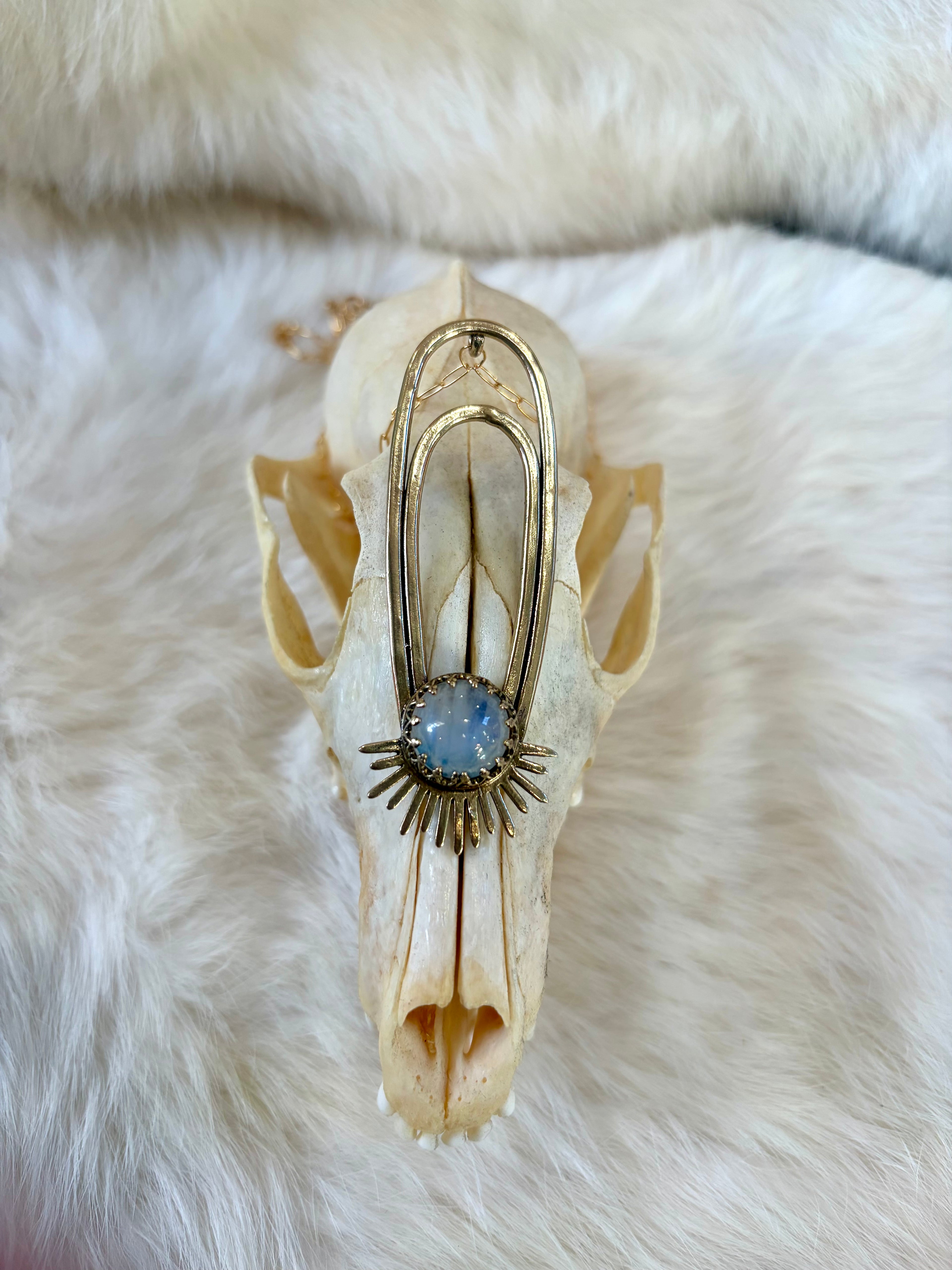 Rainbow Moonstone Aten Sundrop Necklace Solar Seed