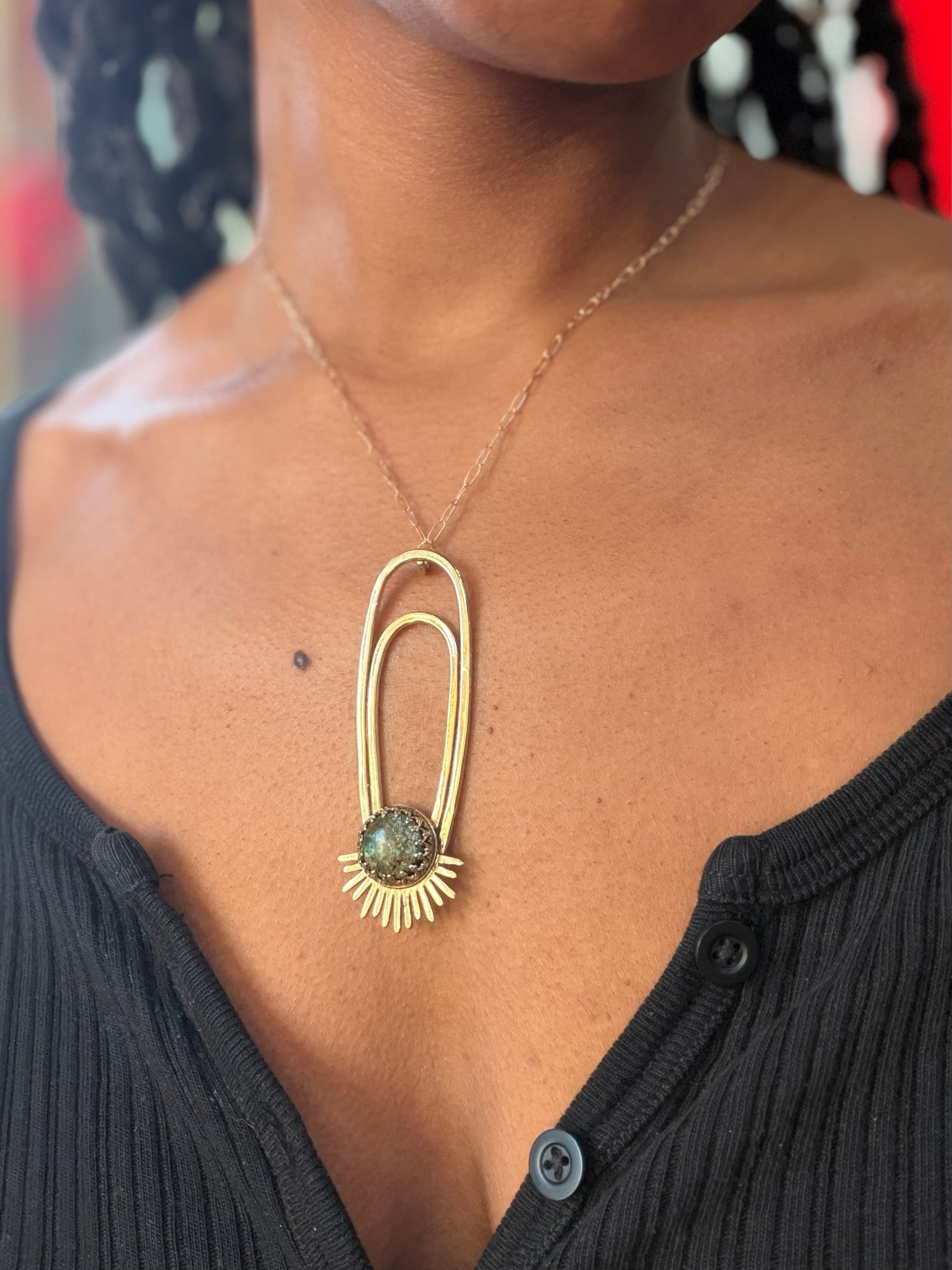 African Turquoise Aten Sundrop Necklace Solar Seed