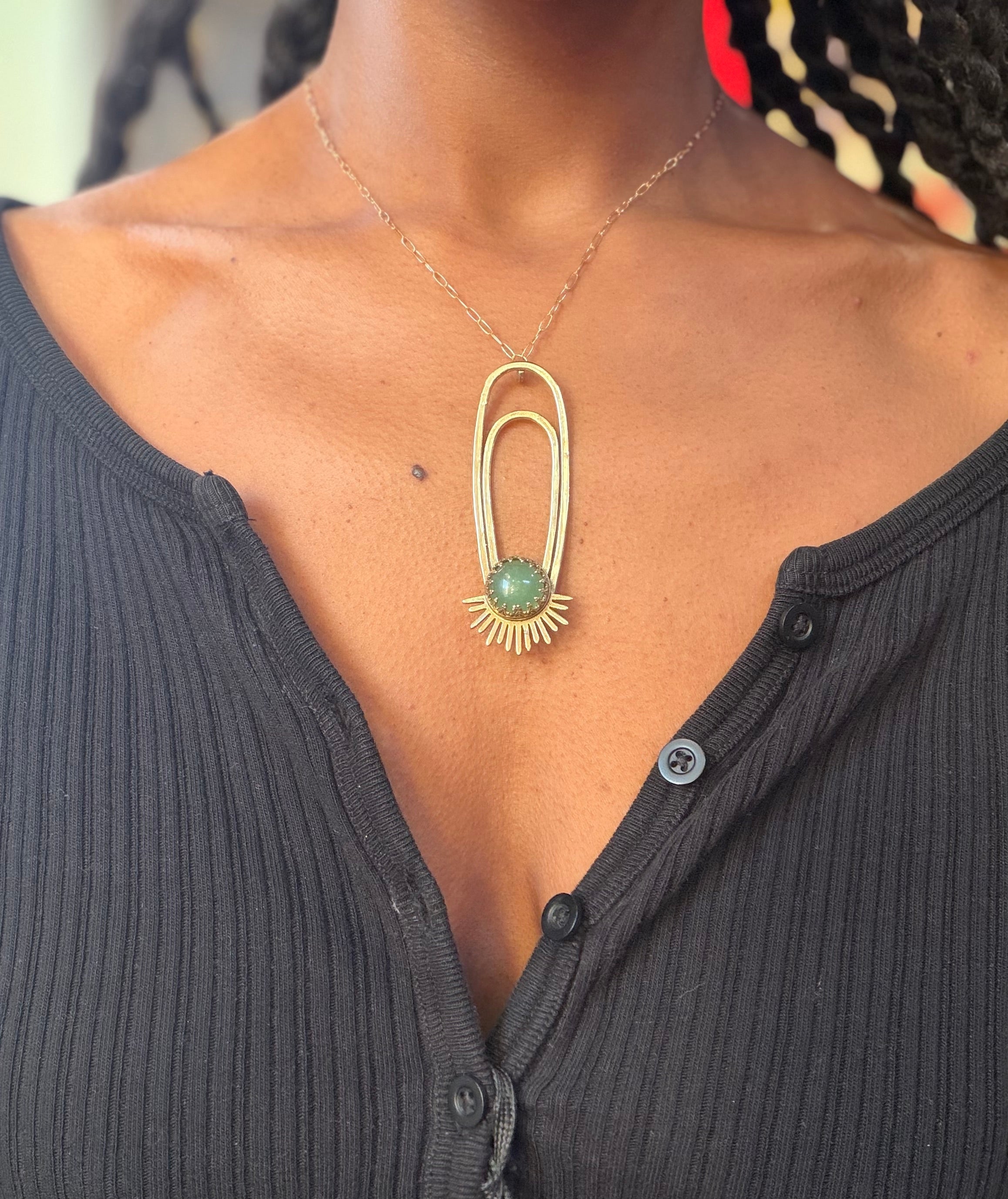 Green Aventurine Aten Sundrop Necklace Solar Seed