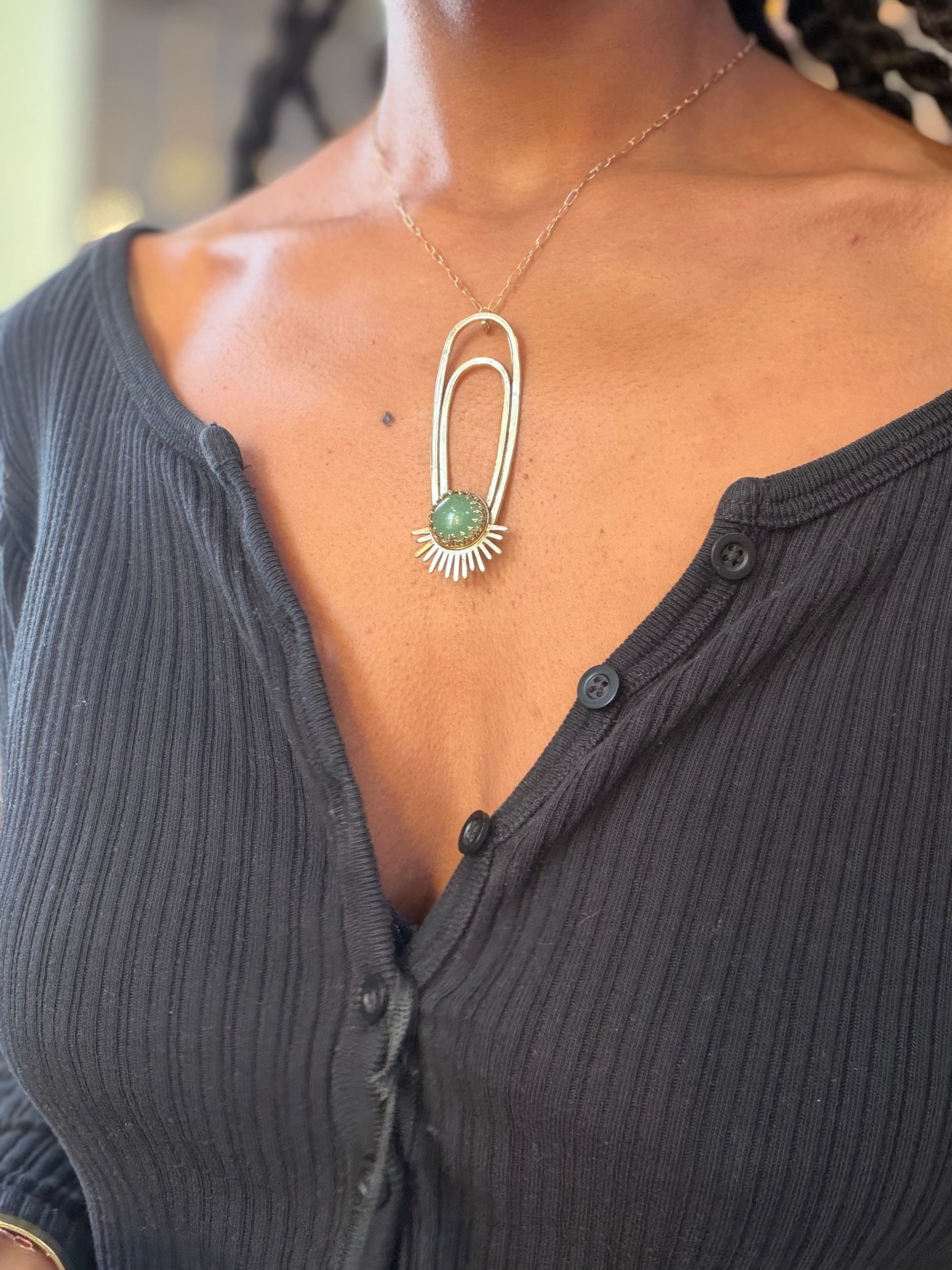 Green Aventurine Aten Sundrop Necklace Solar Seed