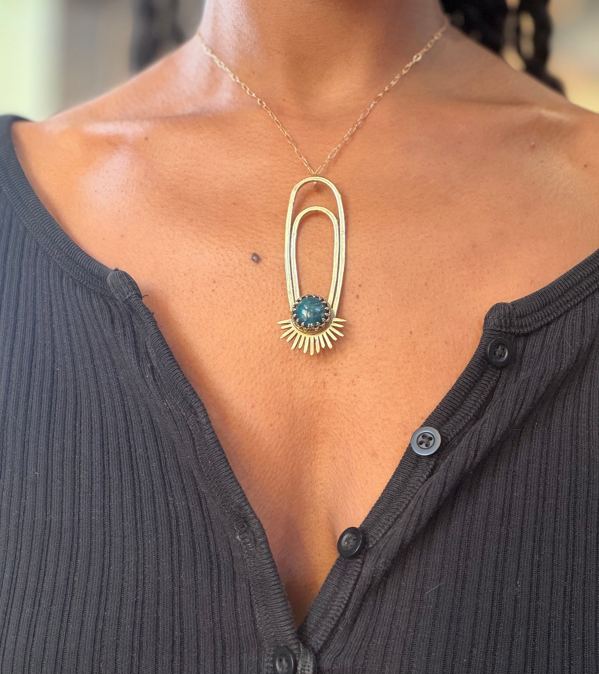 Blue Apatite Aten Sundrop Necklace Solar Seed