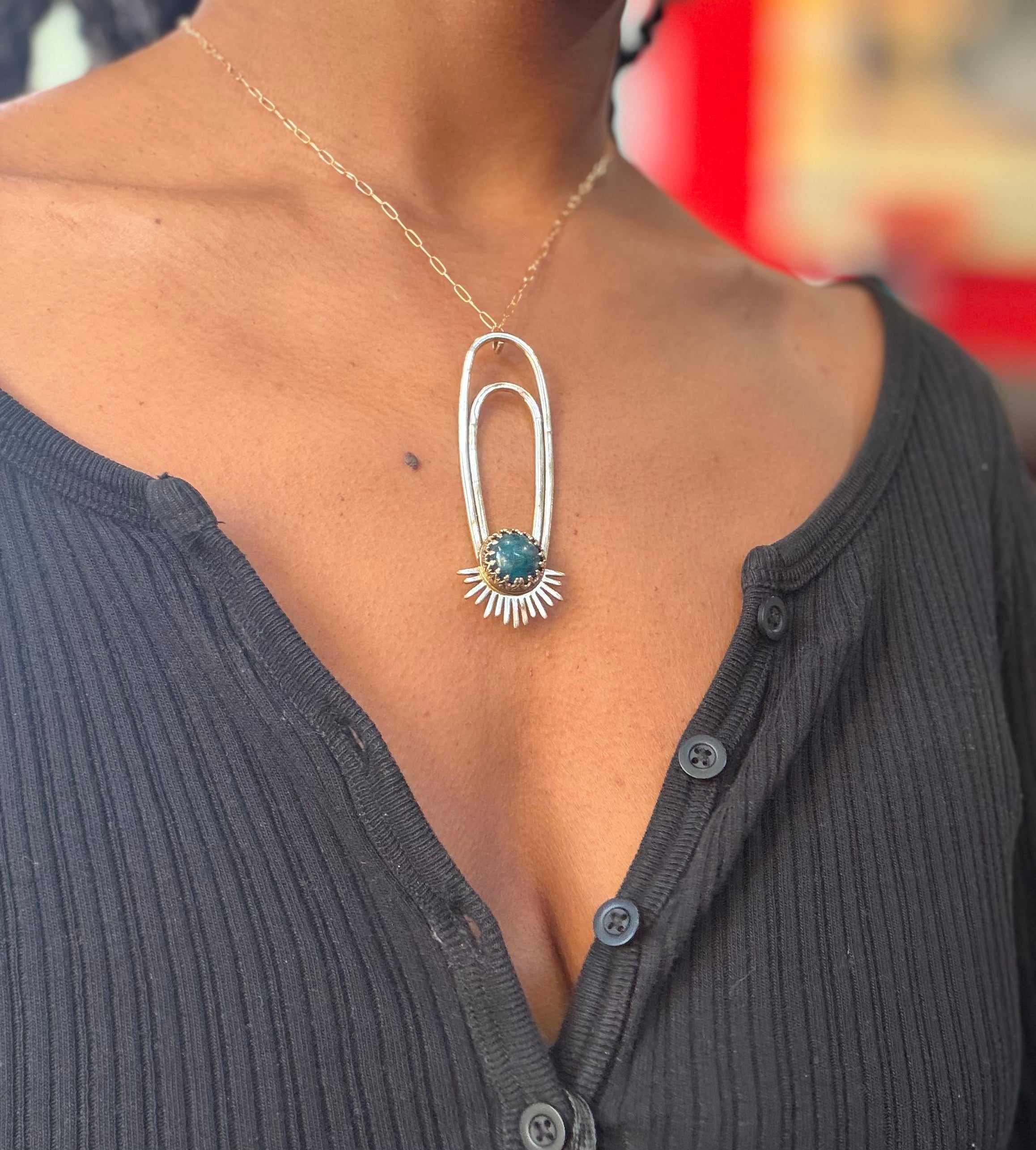 Blue Apatite Aten Sundrop Necklace Solar Seed