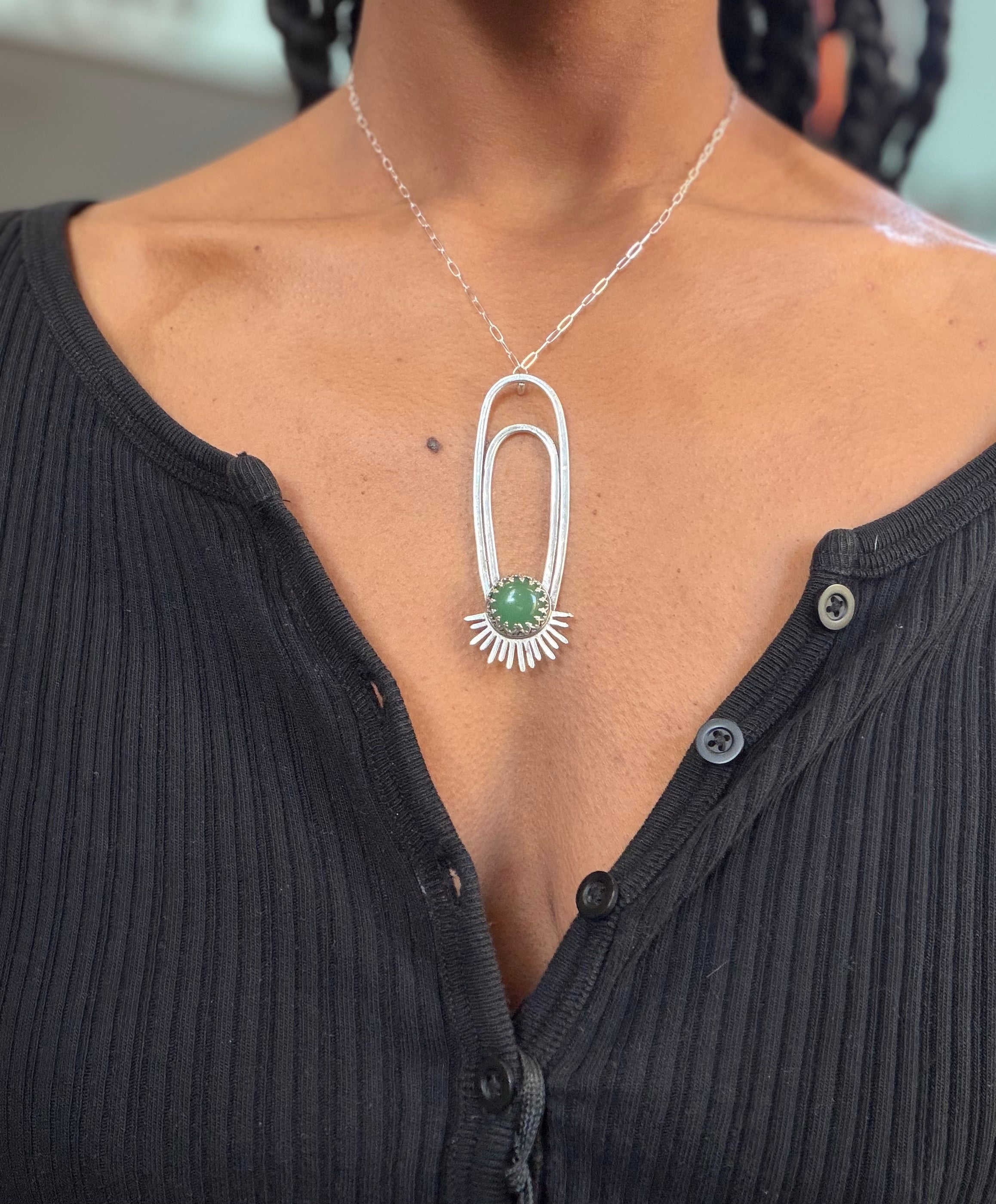 Green Aventurine Aten Sundrop Necklace Solar Seed