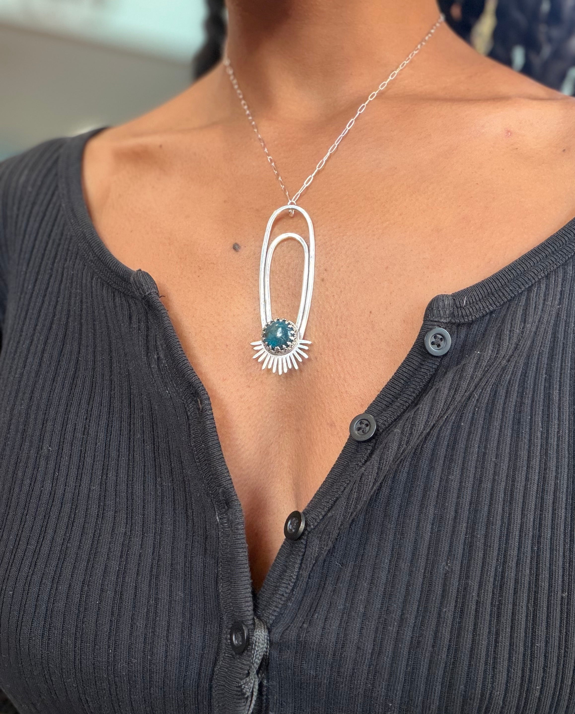 Blue Apatite Aten Sundrop Necklace Solar Seed