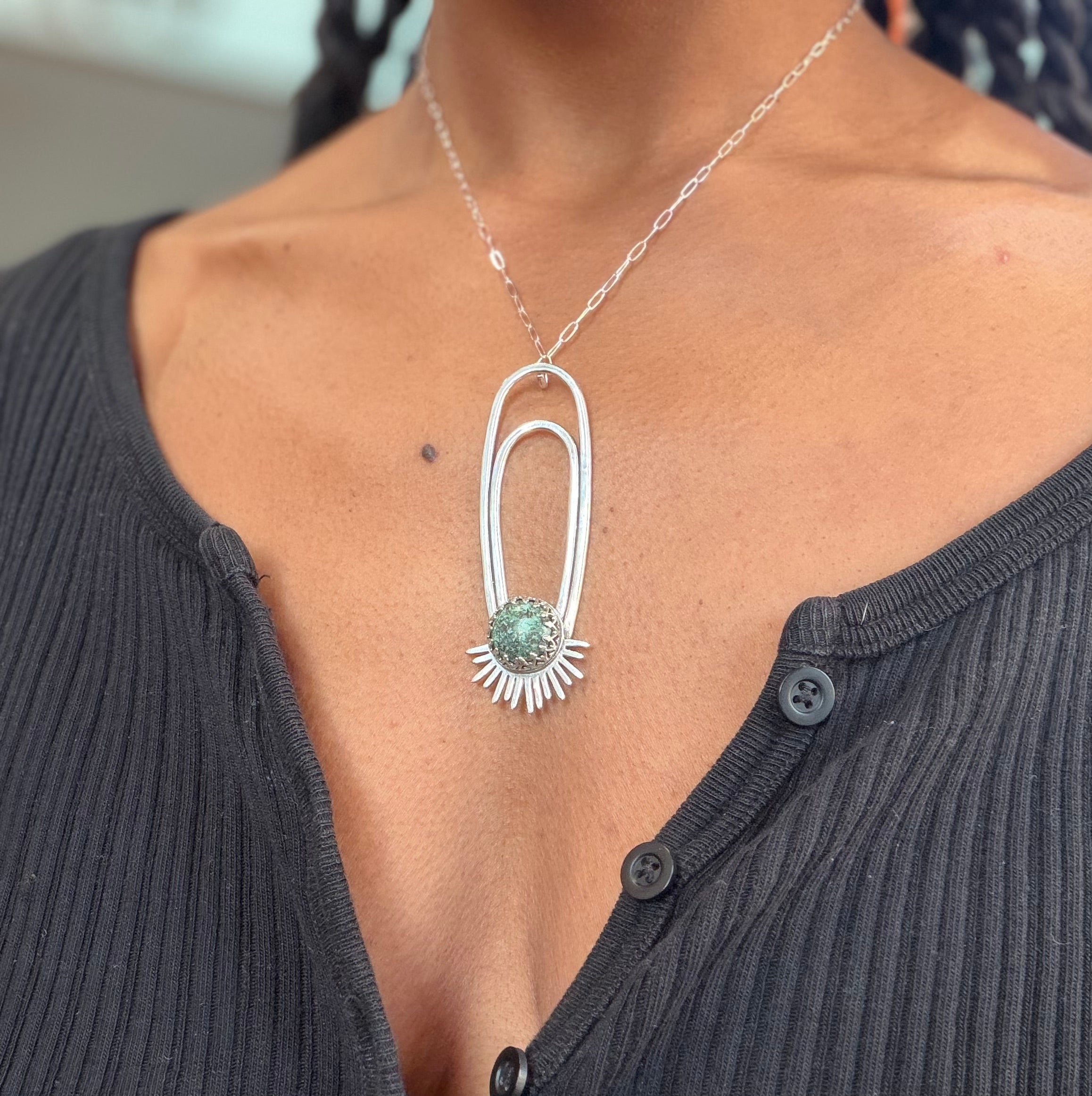 African Turquoise Aten Sundrop Necklace Solar Seed