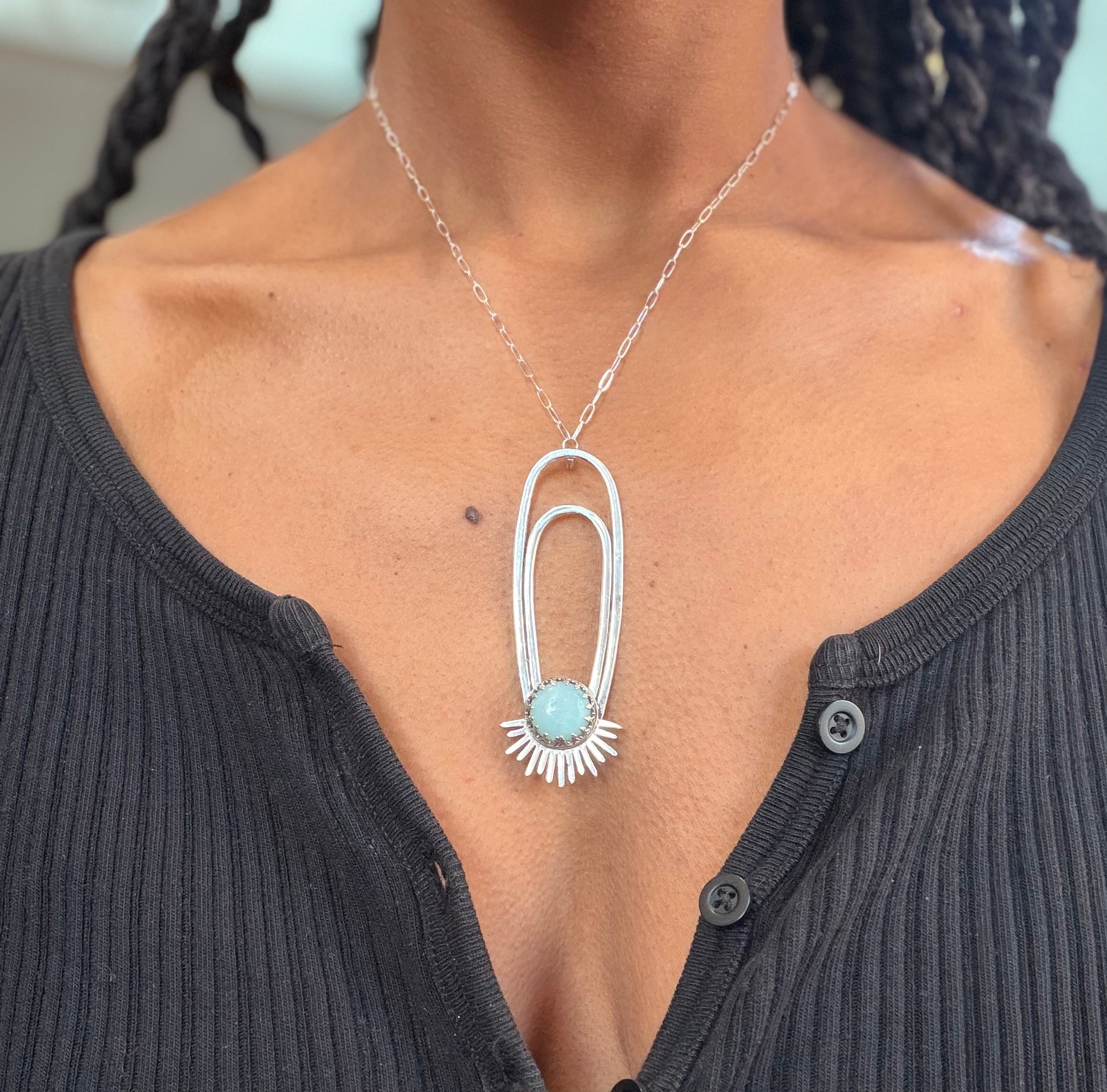 Amazonite Aten Sundrop Necklace Solar Seed