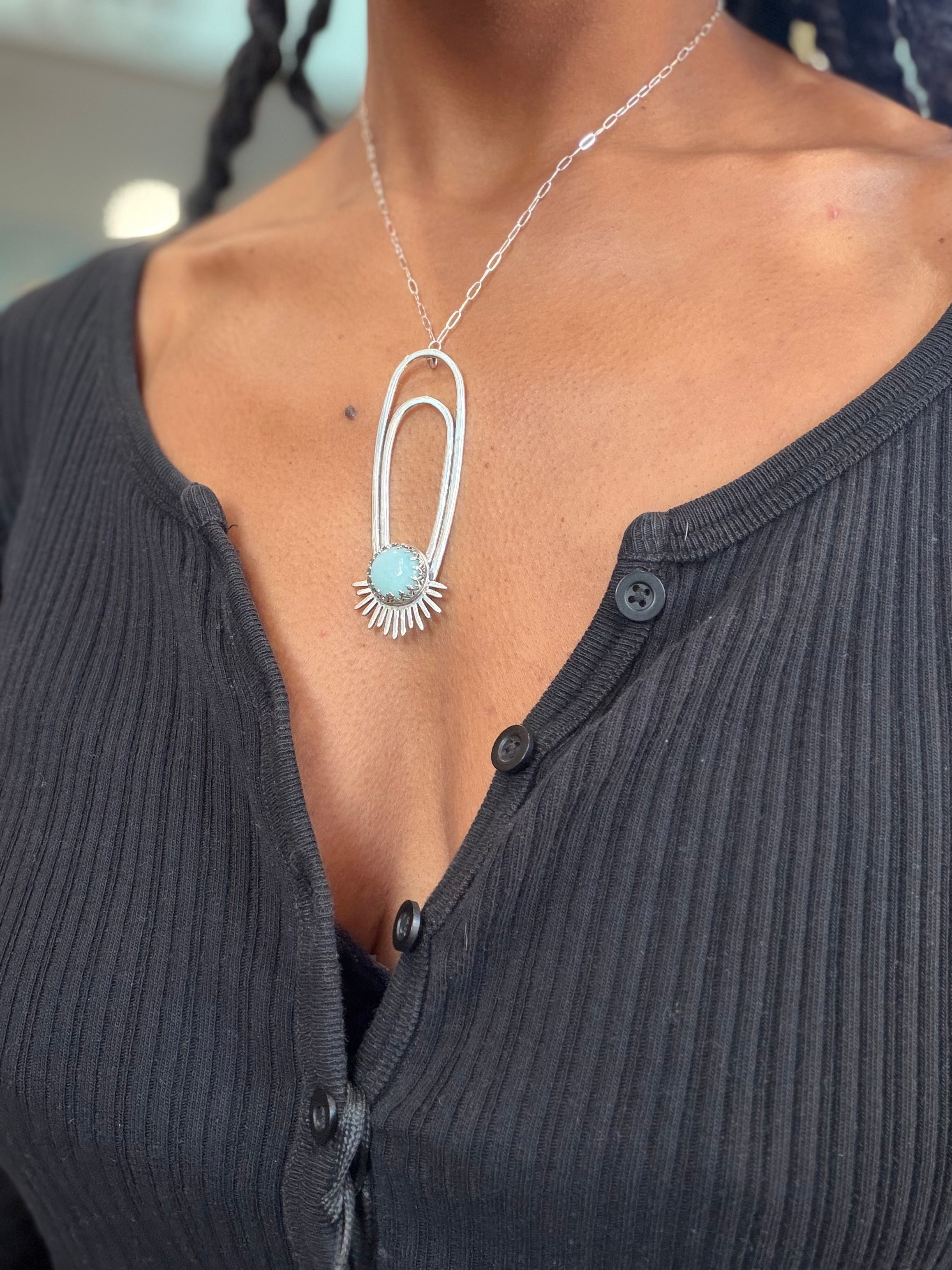 Amazonite Aten Sundrop Necklace Solar Seed