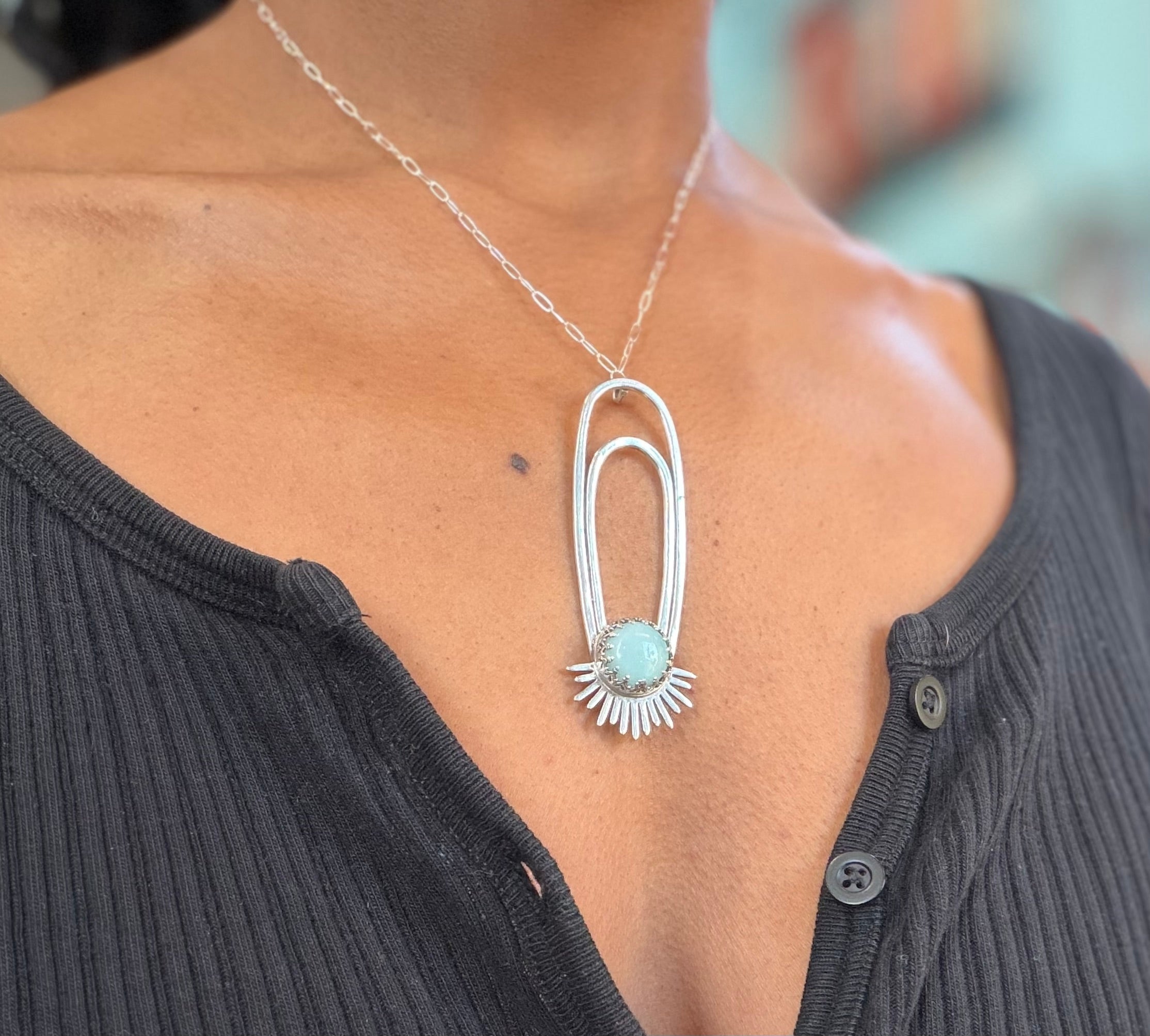 Amazonite Aten Sundrop Necklace Solar Seed