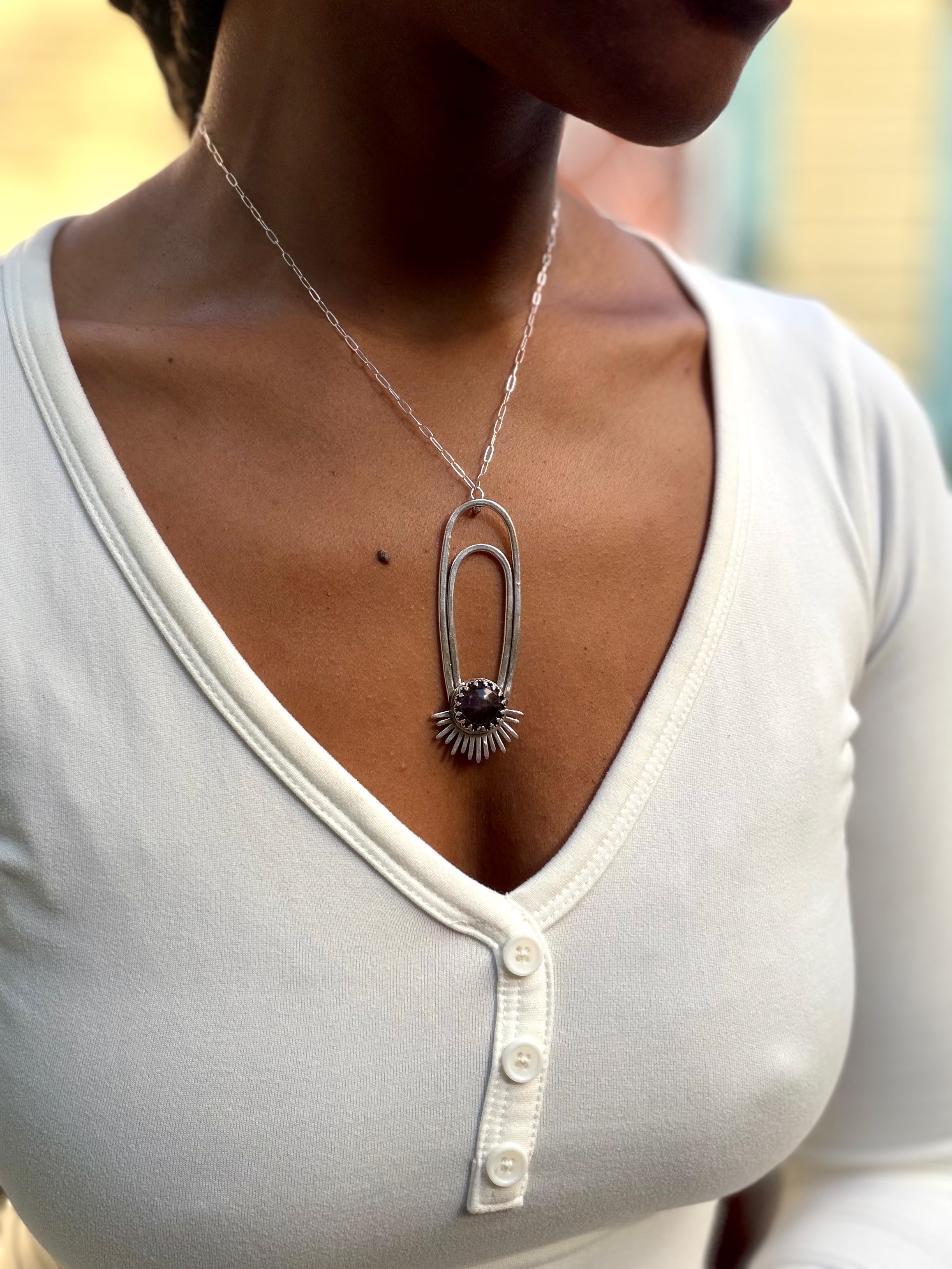 Amethyst Aten Sundrop Necklace Solar Seed