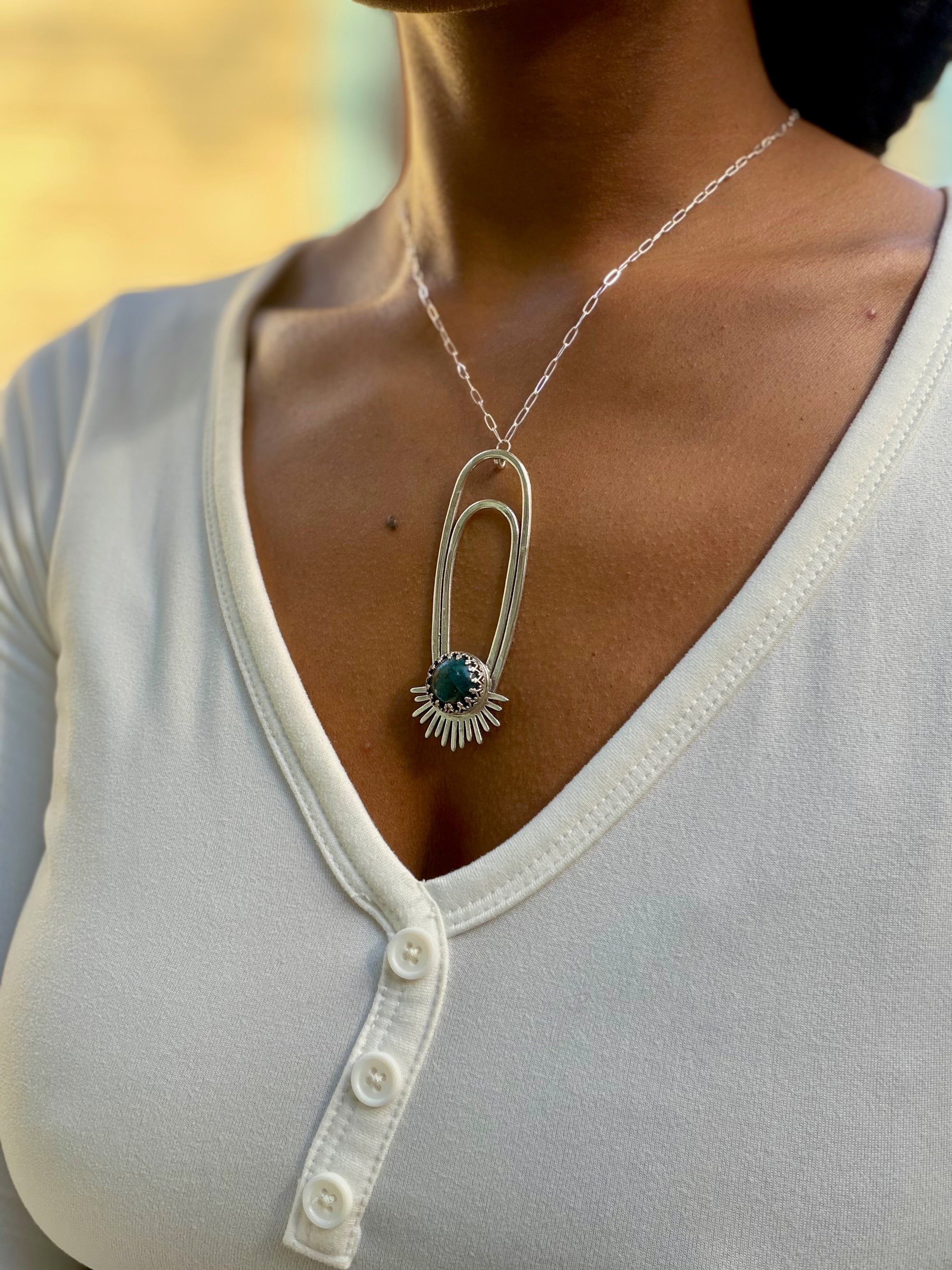 Blue Apatite Aten Sundrop Necklace Solar Seed