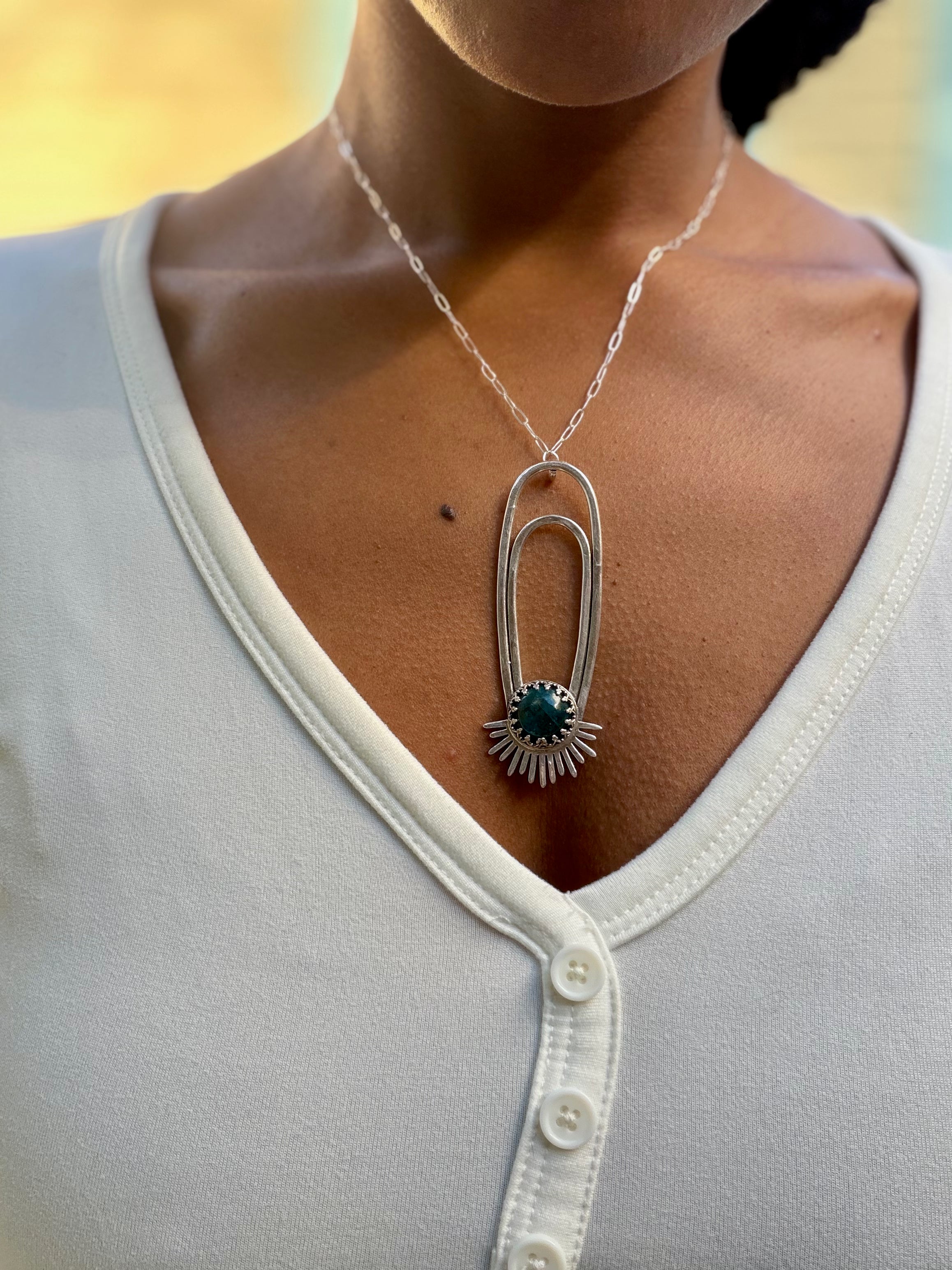 Blue Apatite Aten Sundrop Necklace Solar Seed