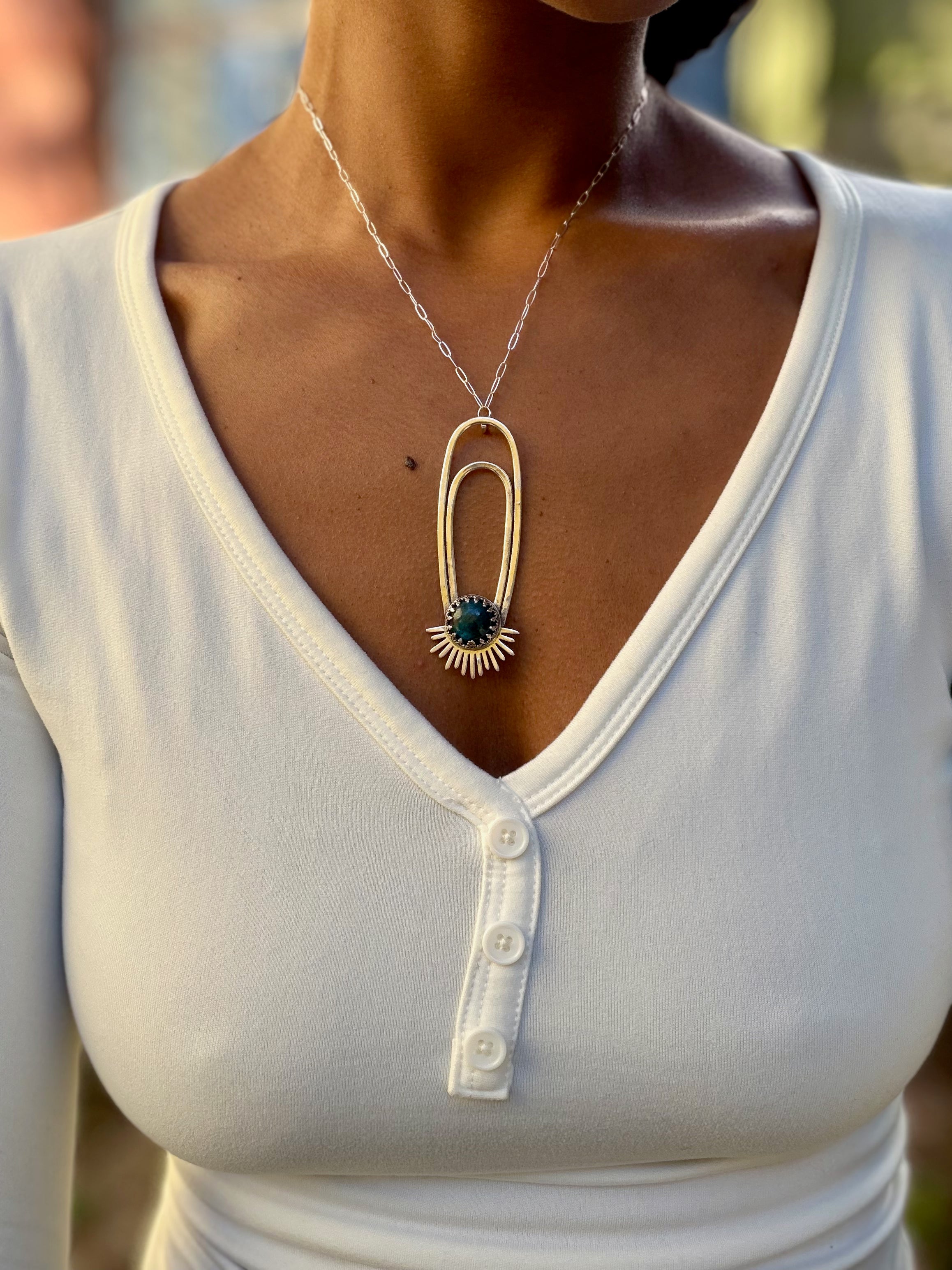 Blue Apatite Aten Sundrop Necklace Solar Seed