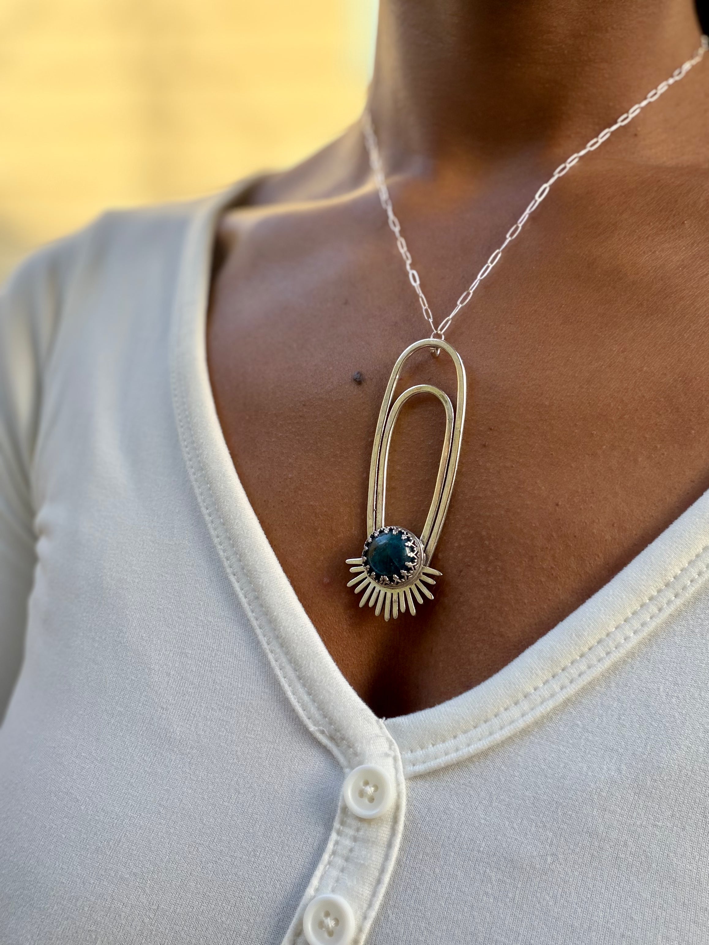 Blue Apatite Aten Sundrop Necklace Solar Seed