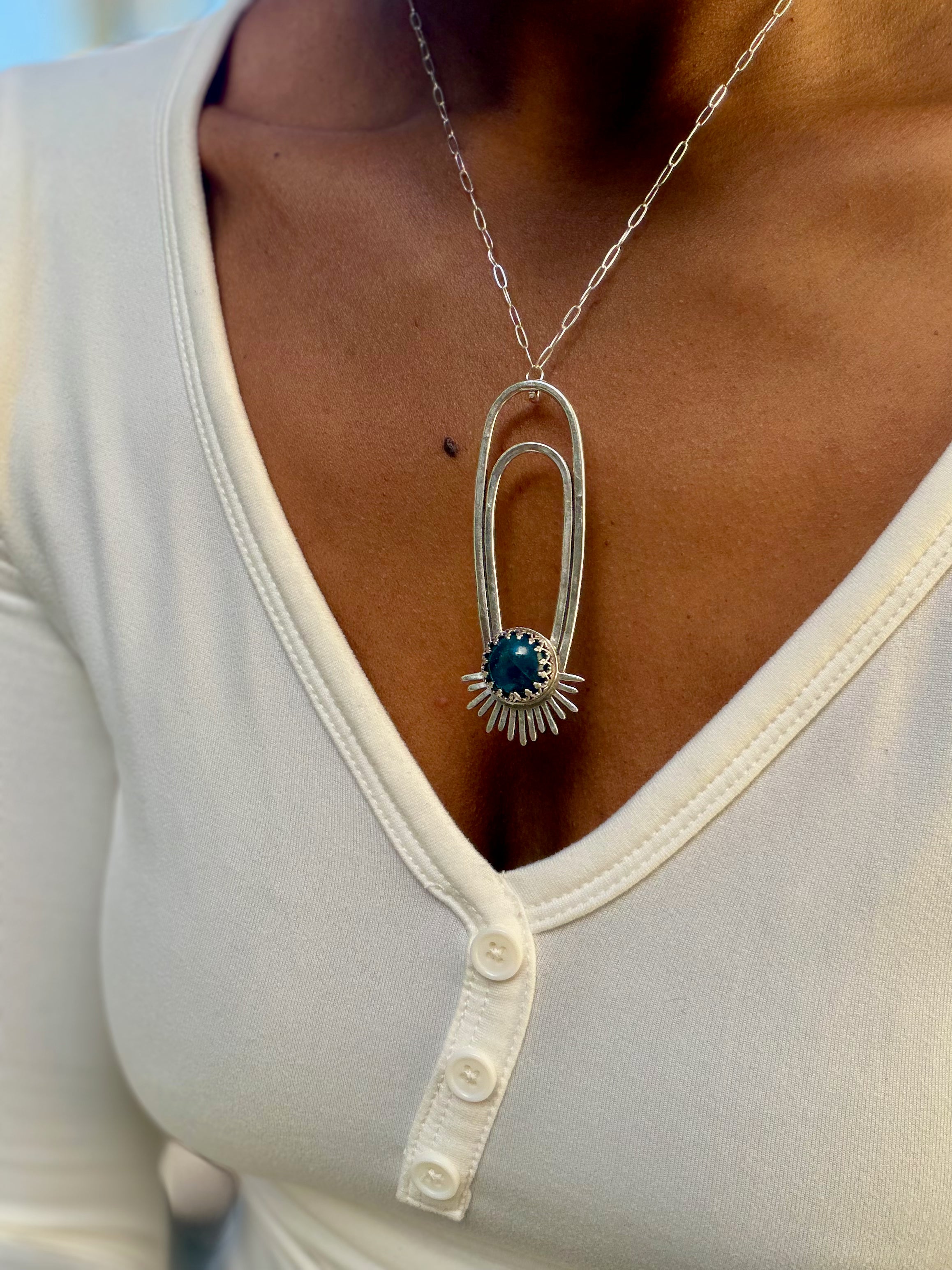 Blue Apatite Aten Sundrop Necklace Solar Seed
