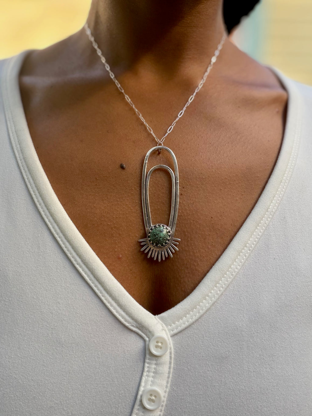 African Turquoise Aten Sundrop Necklace Solar Seed