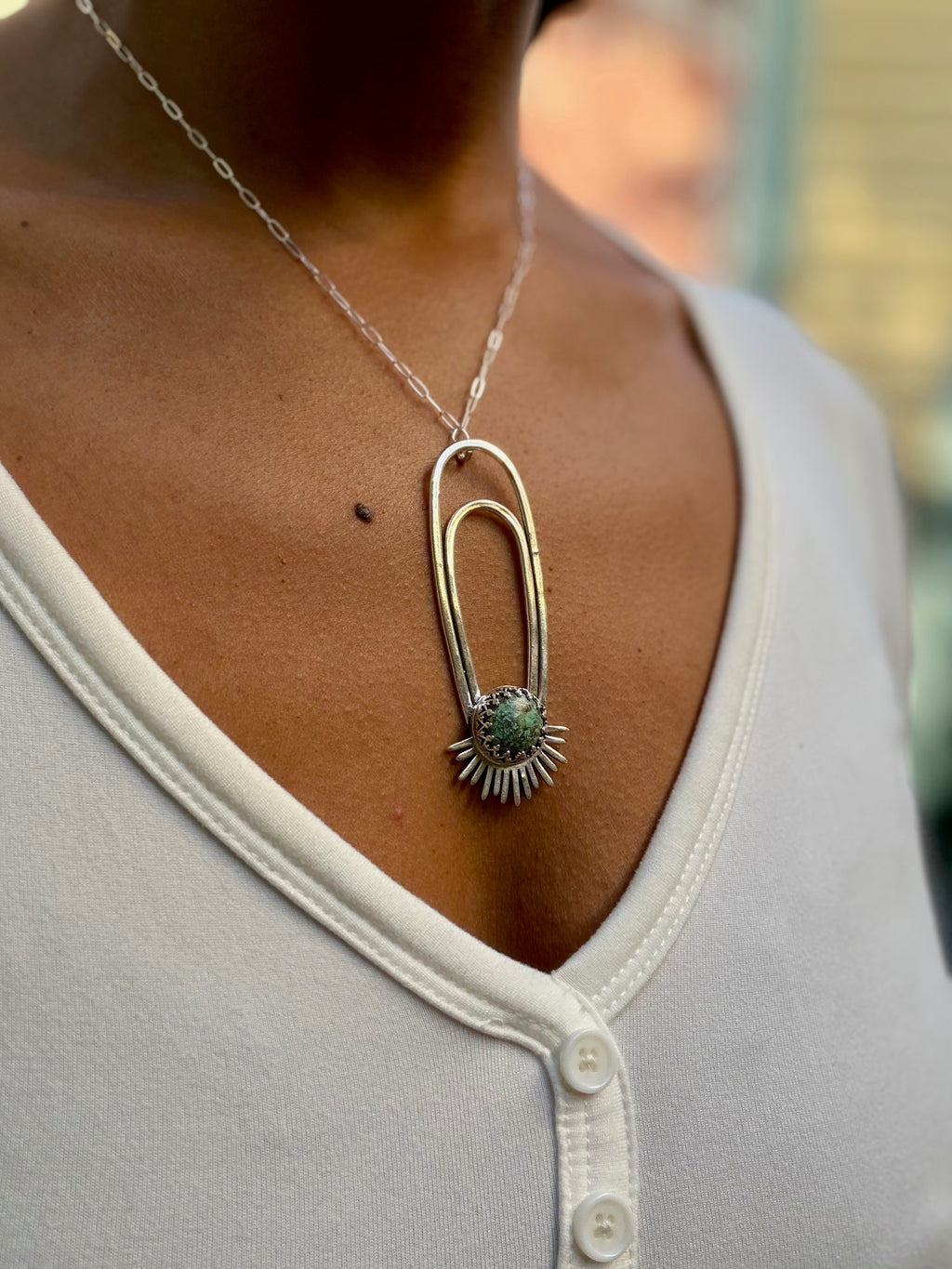 African Turquoise Aten Sundrop Necklace Solar Seed