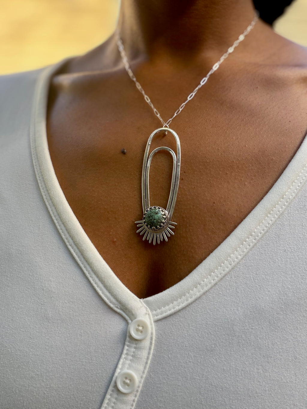 African Turquoise Aten Sundrop Necklace Solar Seed