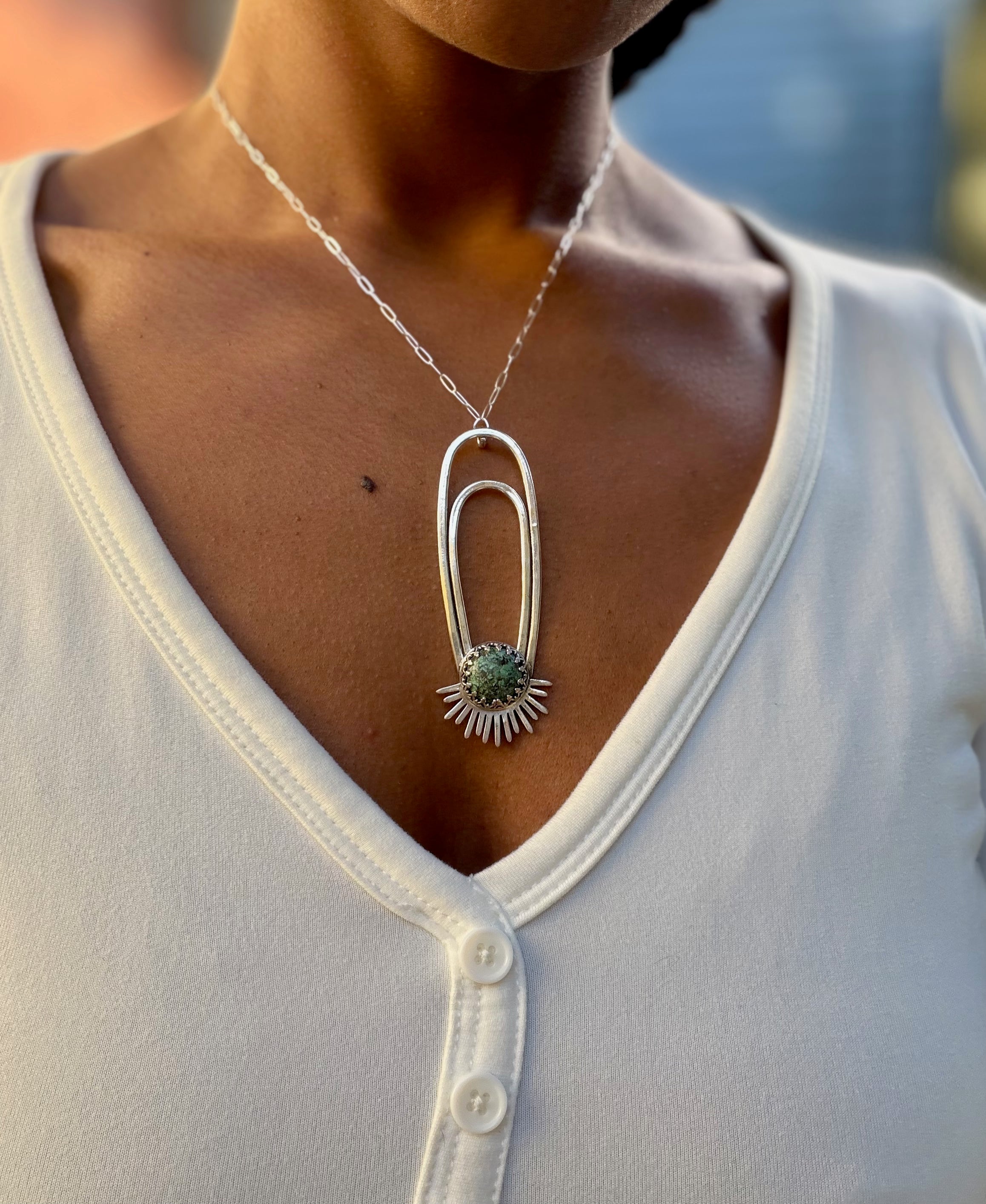 African Turquoise Aten Sundrop Necklace Solar Seed