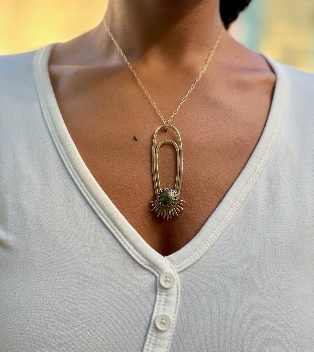 African Turquoise Aten Sundrop Necklace Solar Seed