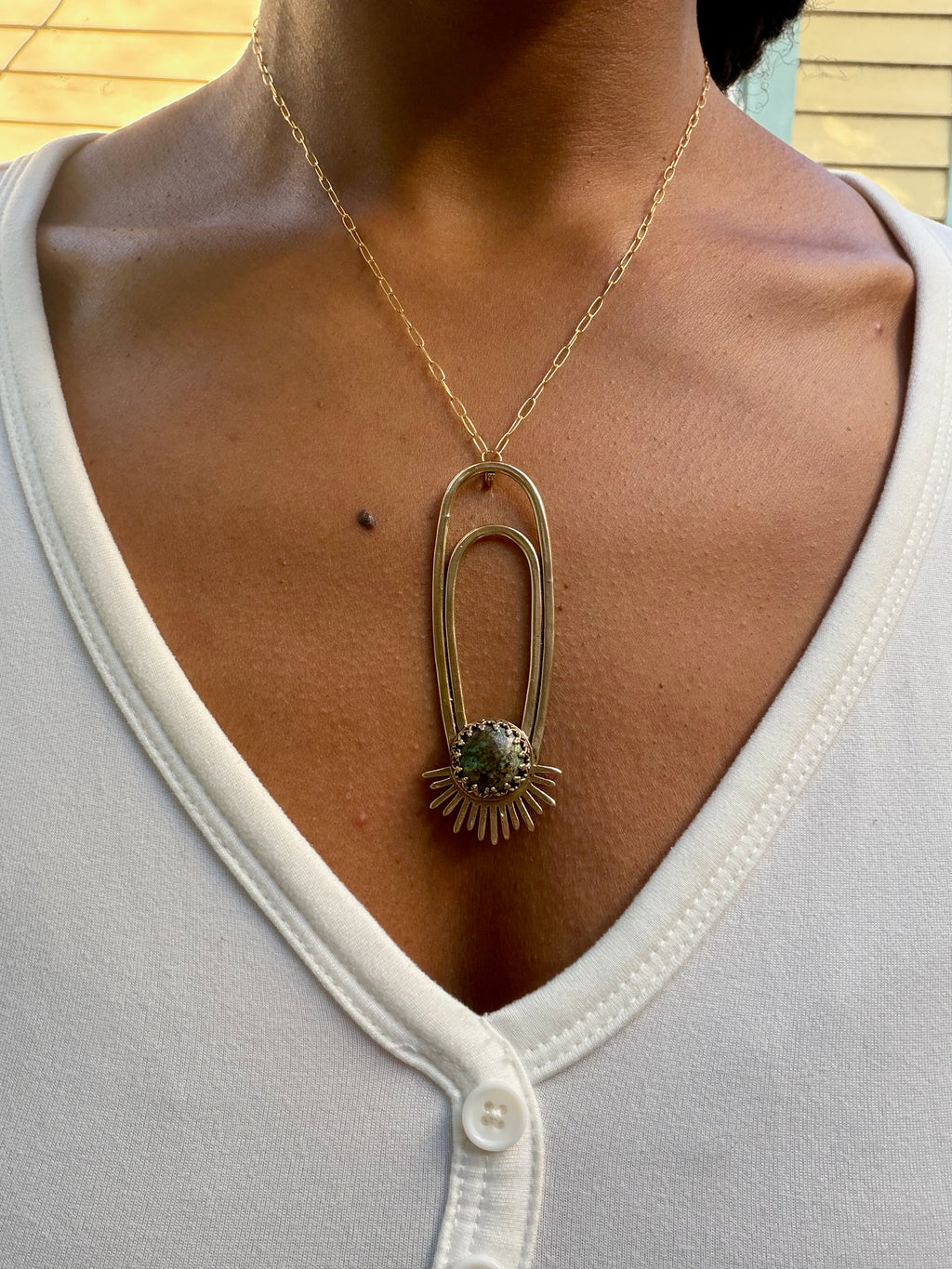African Turquoise Aten Sundrop Necklace Solar Seed