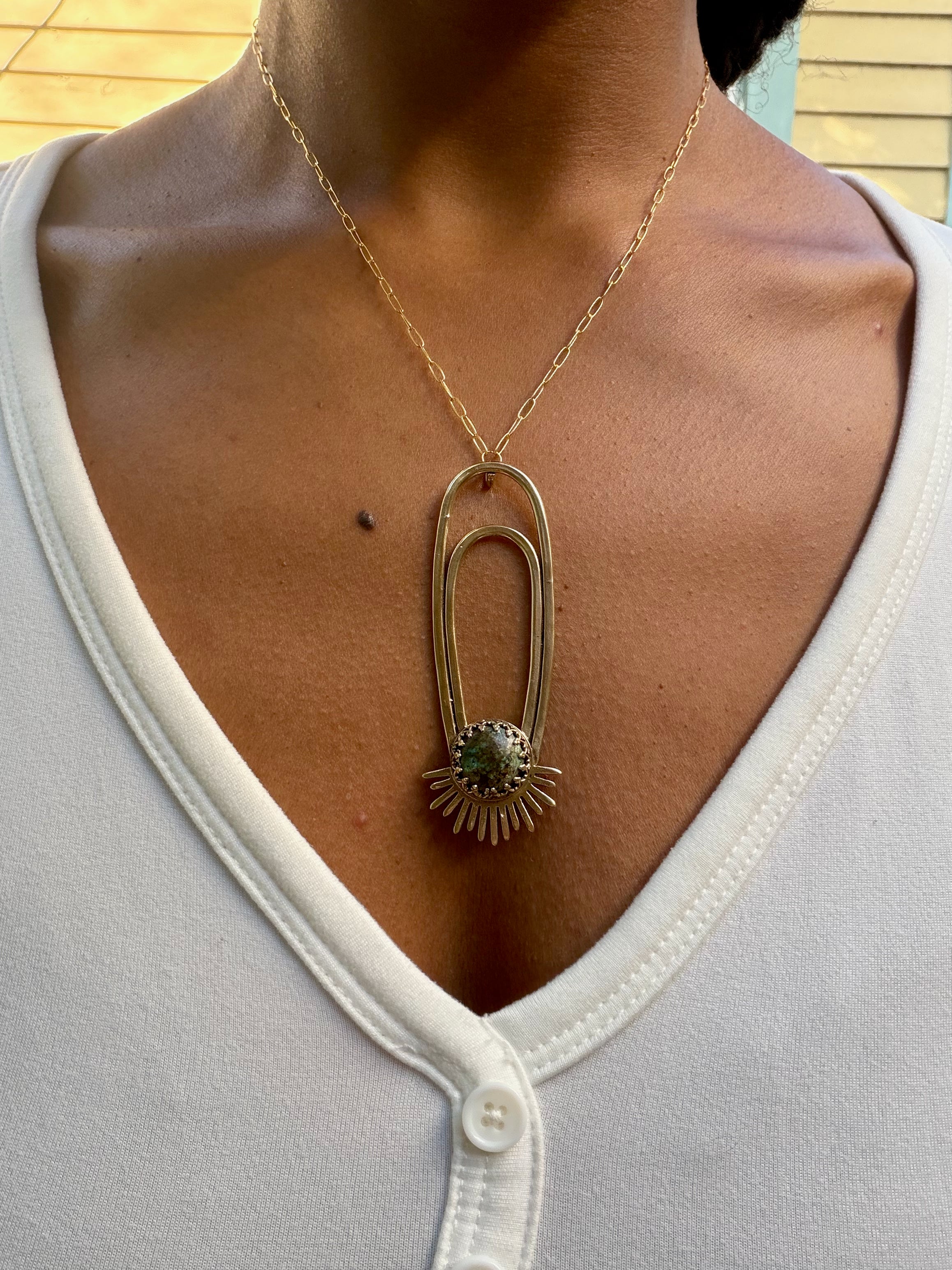 African Turquoise Aten Sundrop Necklace Solar Seed