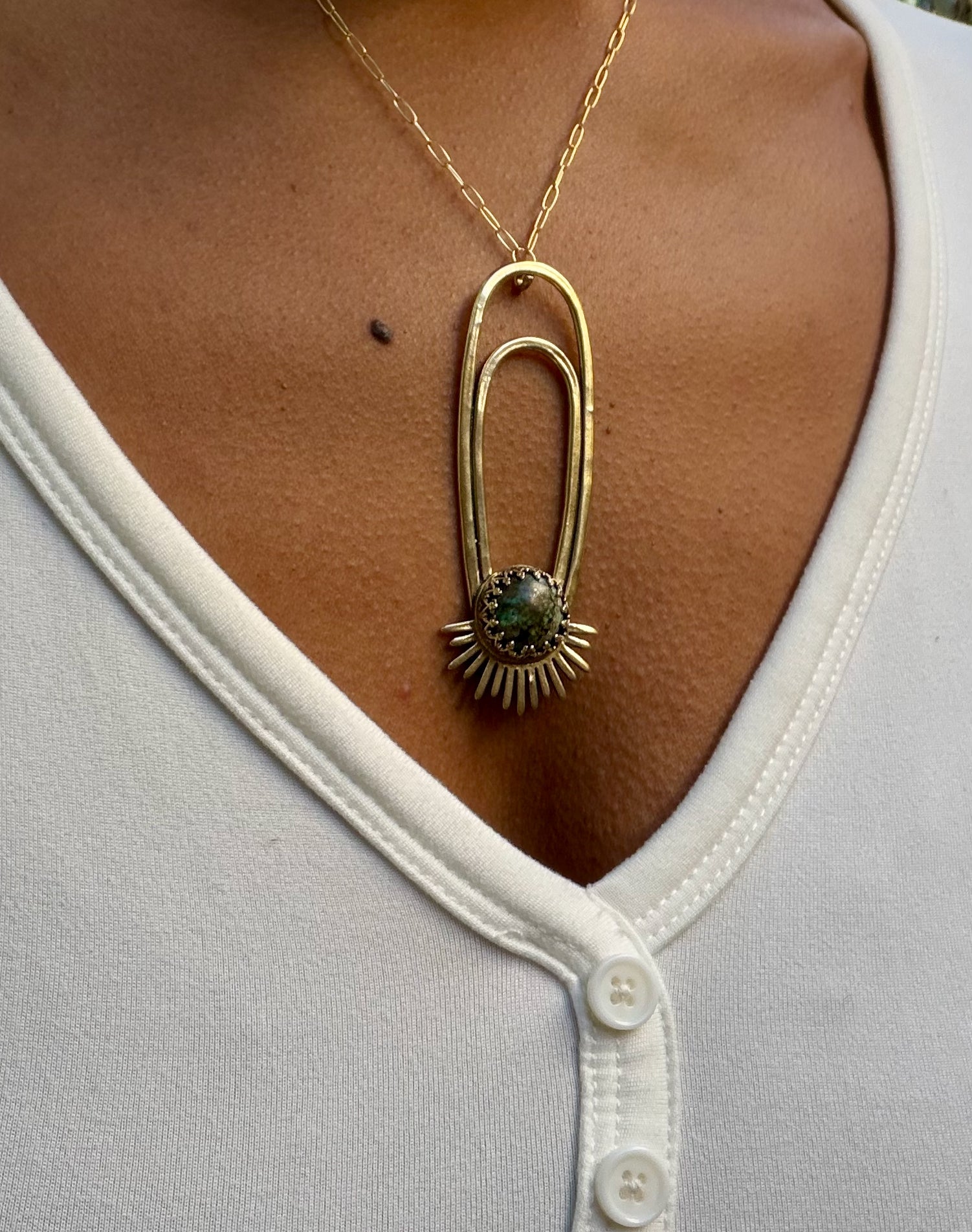 African Turquoise Aten Sundrop Necklace Solar Seed