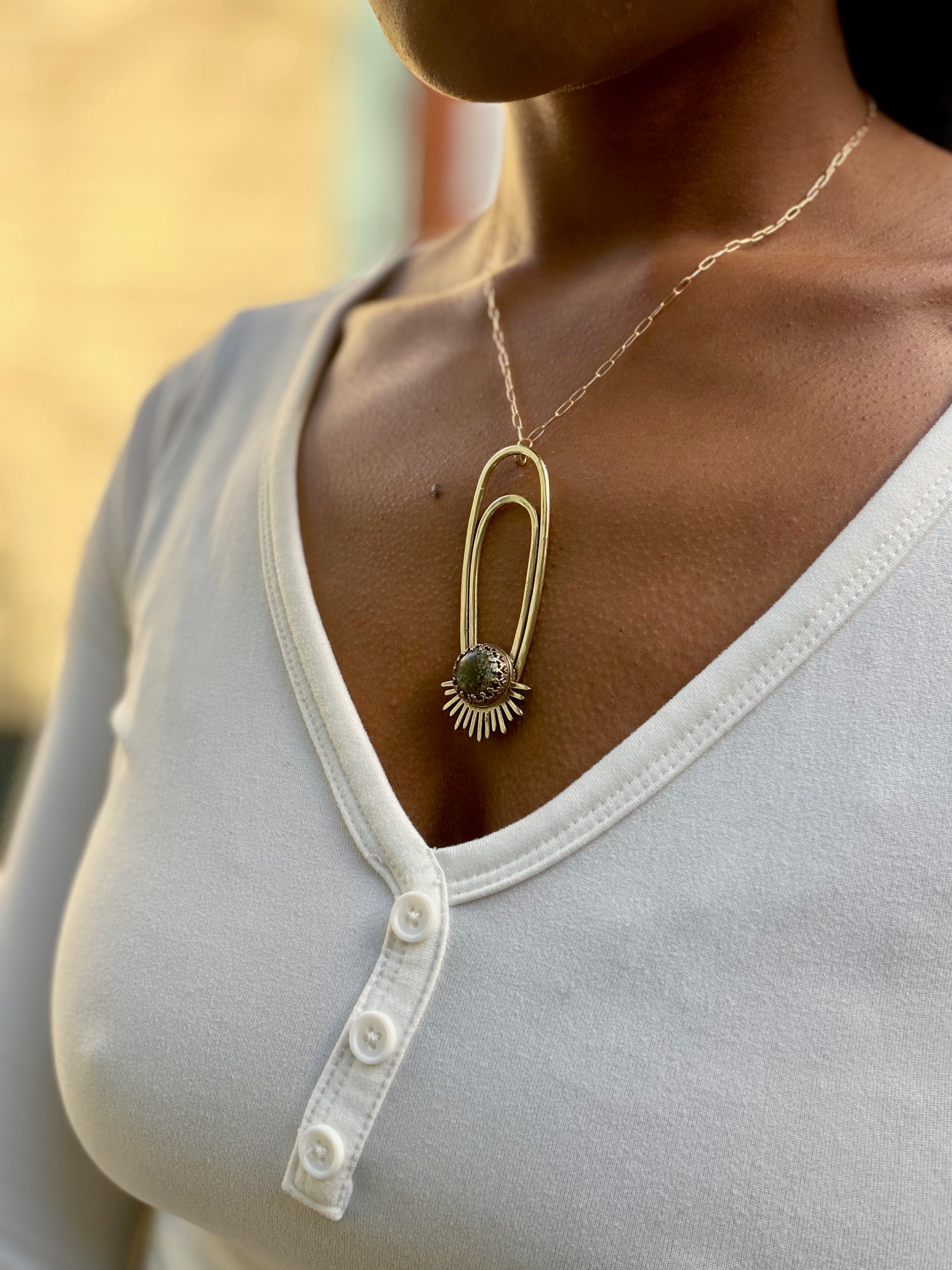 African Turquoise Aten Sundrop Necklace Solar Seed