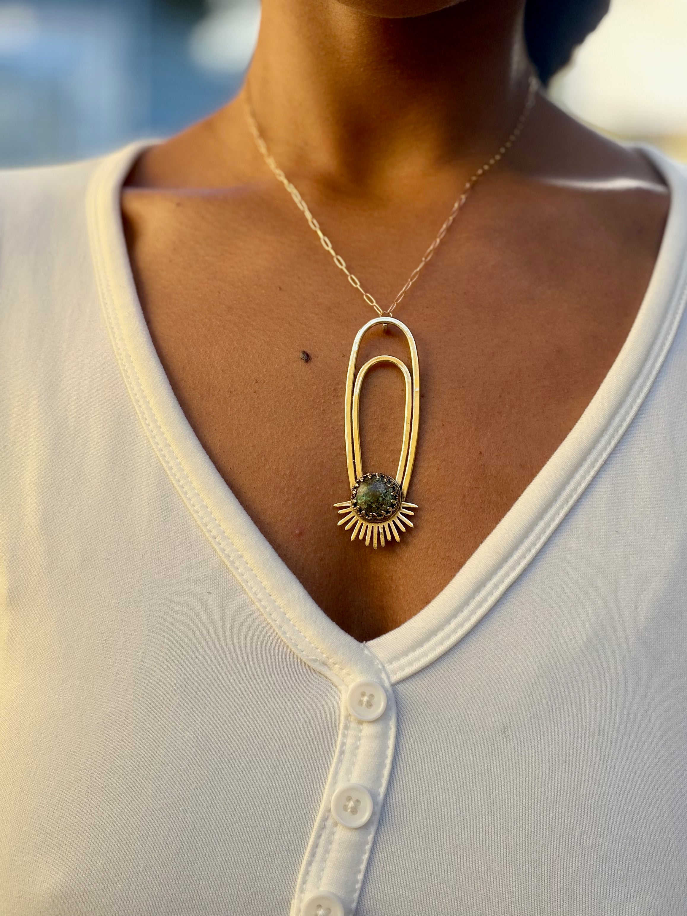 African Turquoise Aten Sundrop Necklace Solar Seed