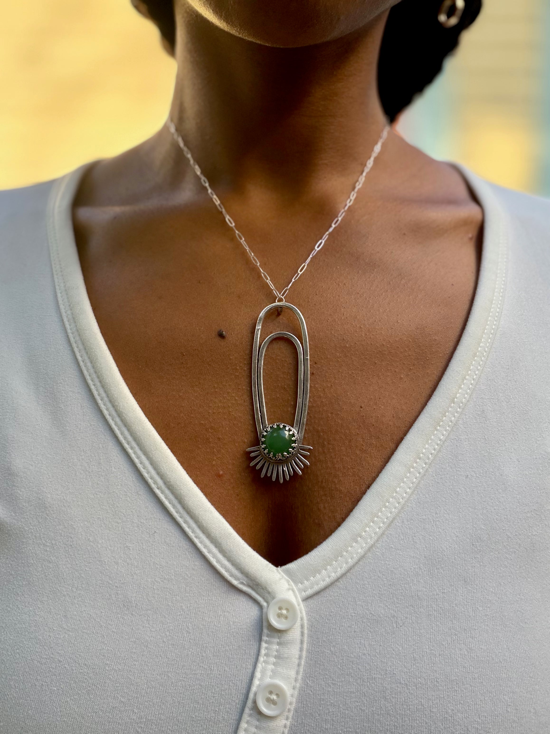 Green Aventurine Aten Sundrop Necklace Solar Seed