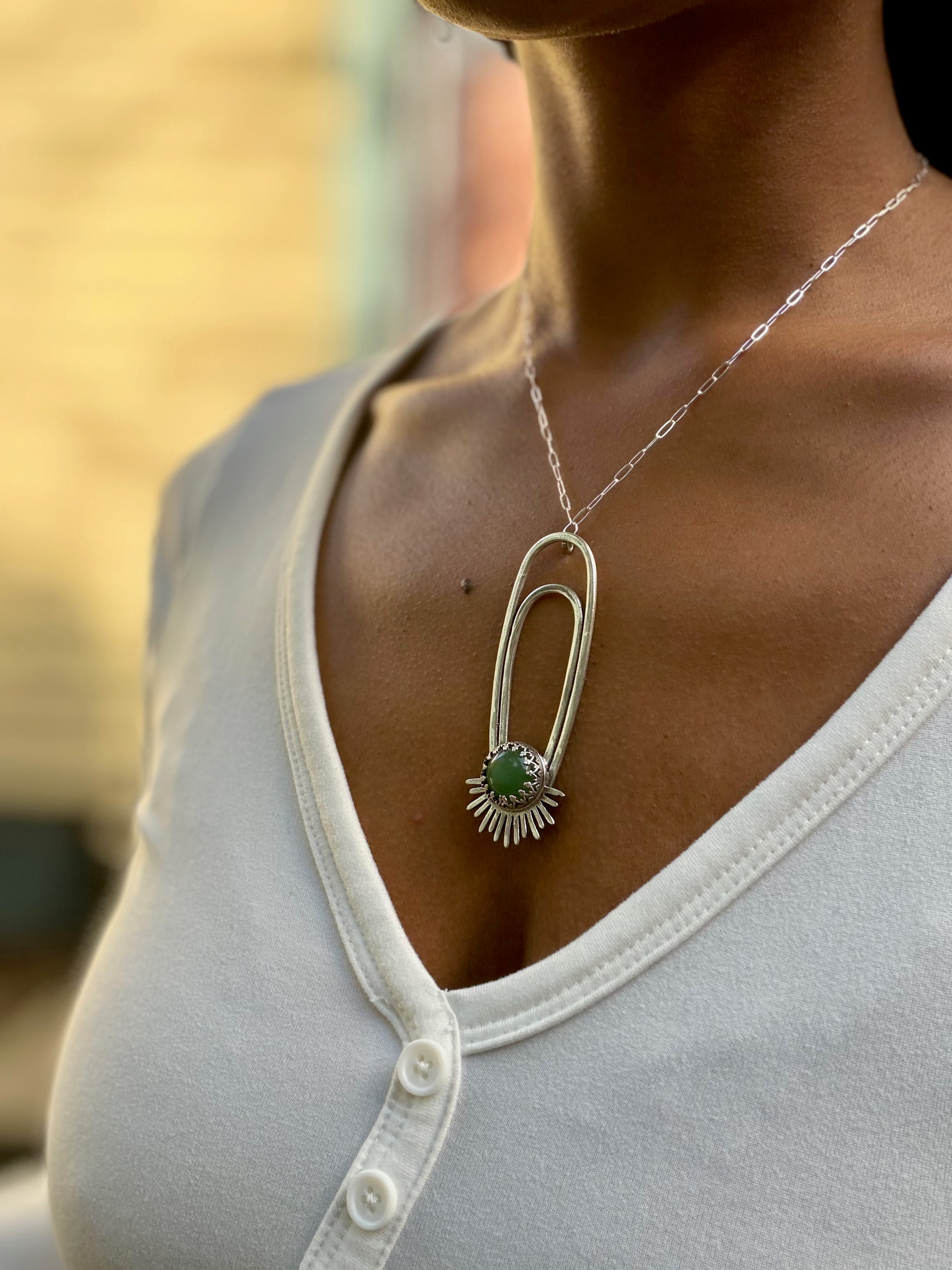 Green Aventurine Aten Sundrop Necklace Solar Seed