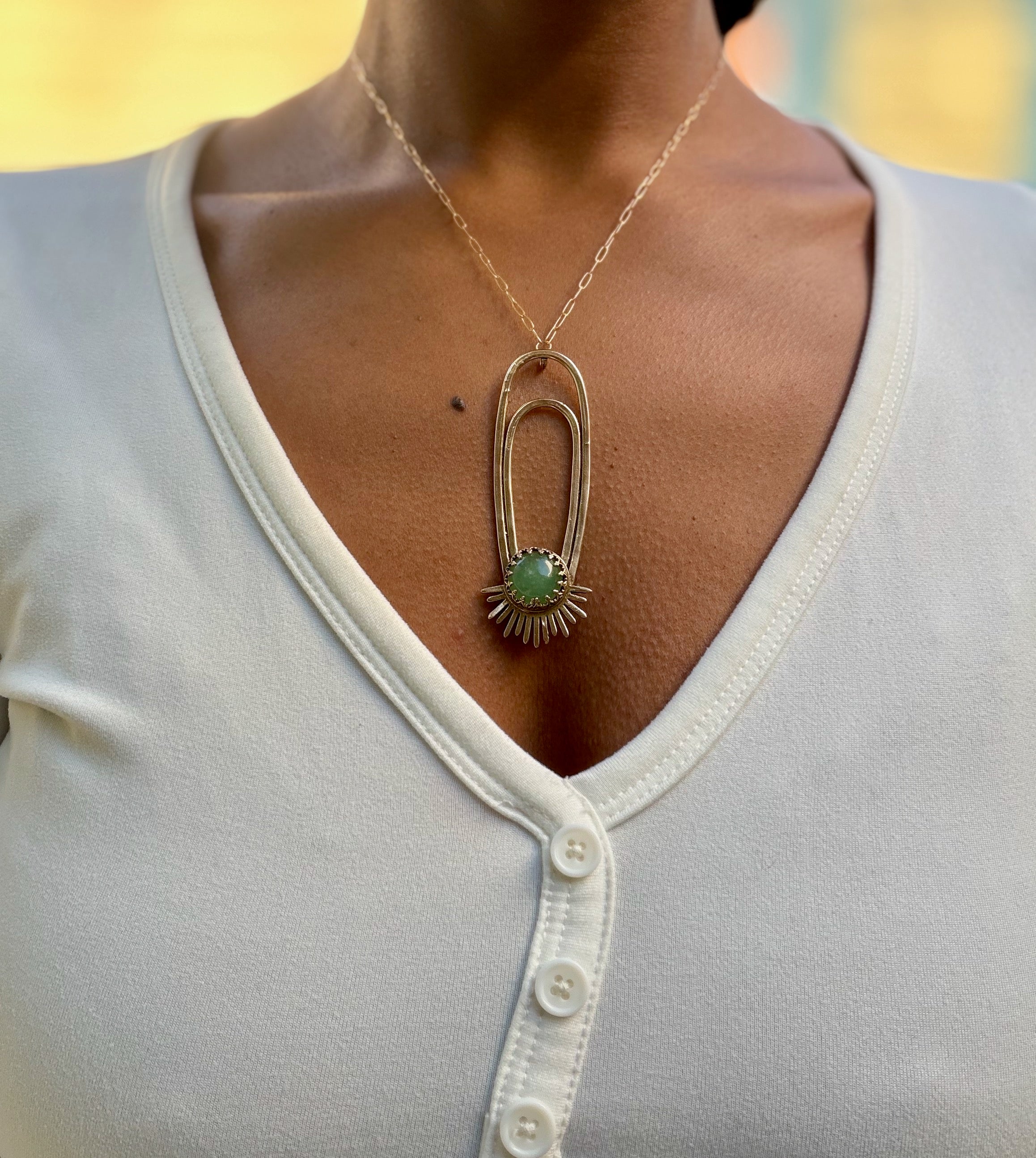 Green Aventurine Aten Sundrop Necklace Solar Seed