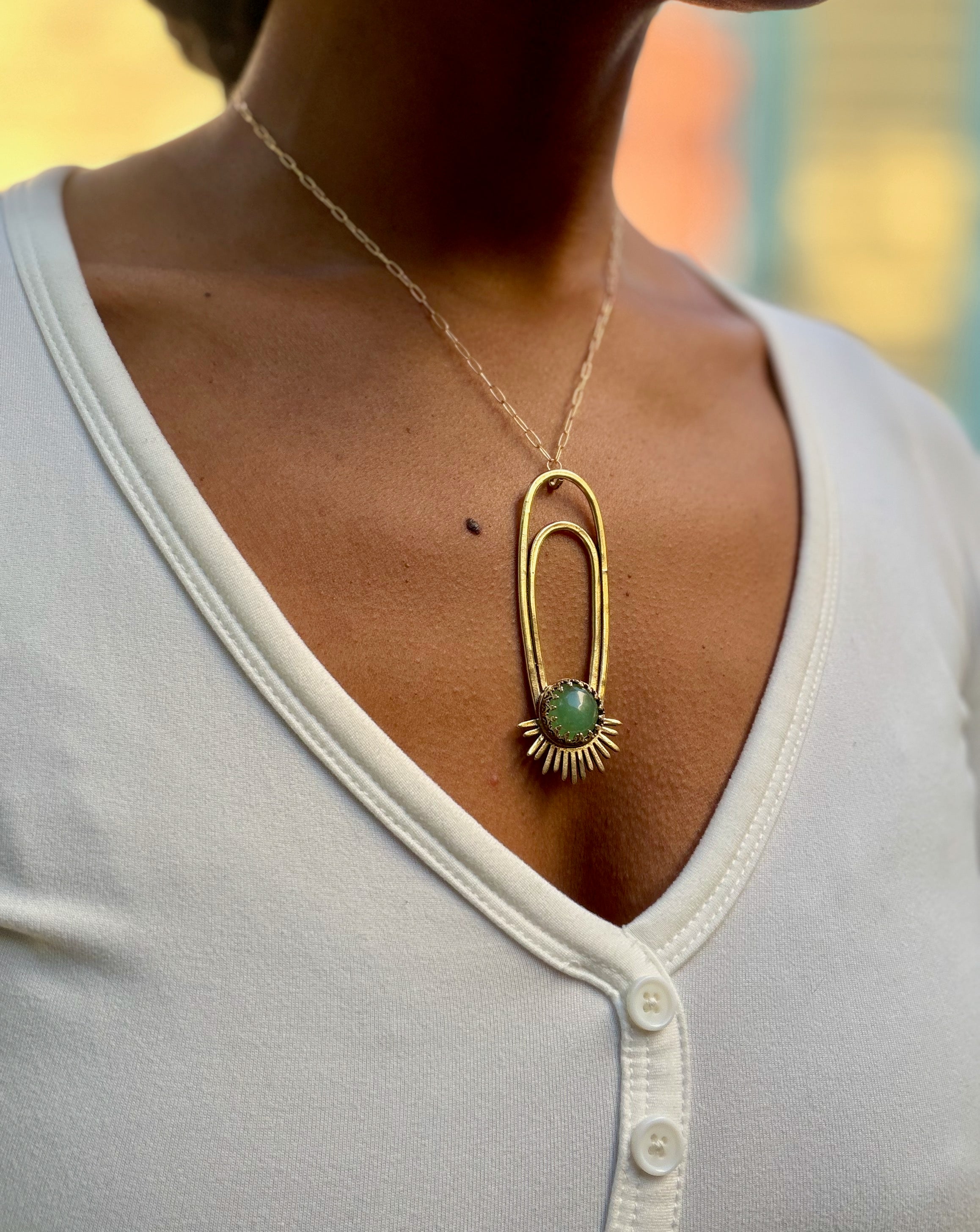 Green Aventurine Aten Sundrop Necklace Solar Seed