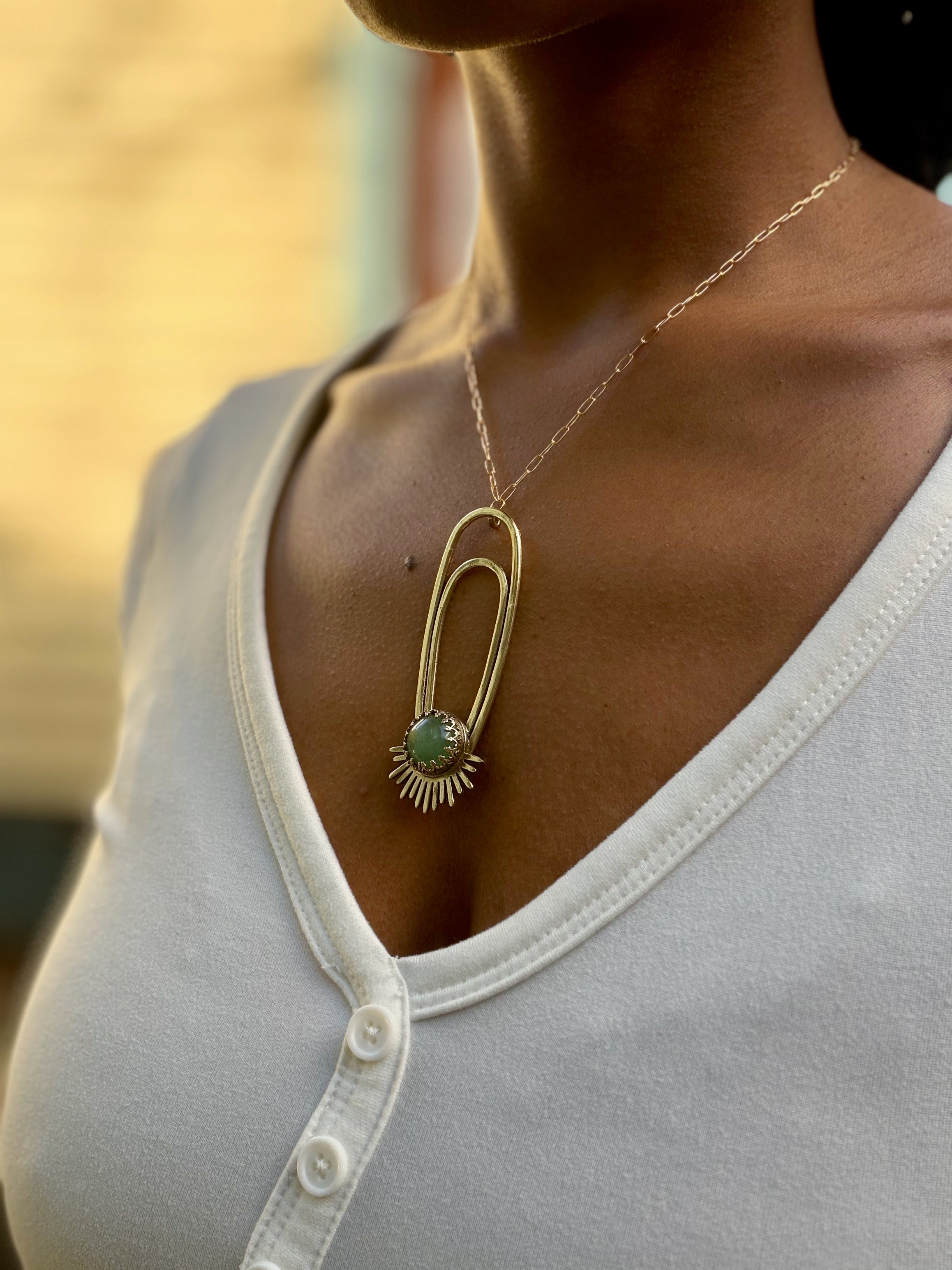 Green Aventurine Aten Sundrop Necklace Solar Seed