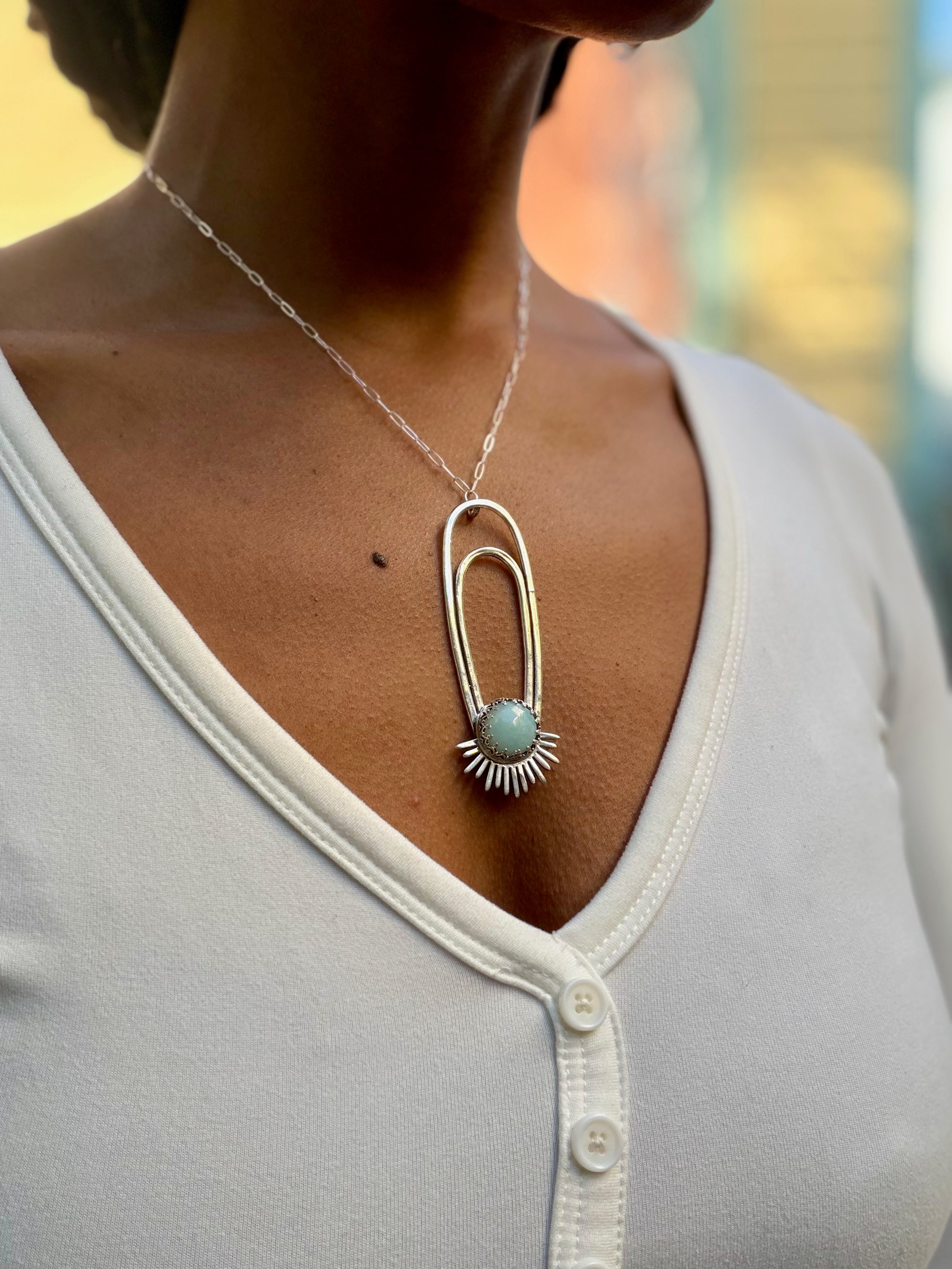 Amazonite Aten Sundrop Necklace Solar Seed