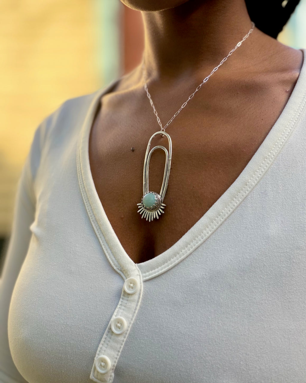 Amazonite Aten Sundrop Necklace Solar Seed
