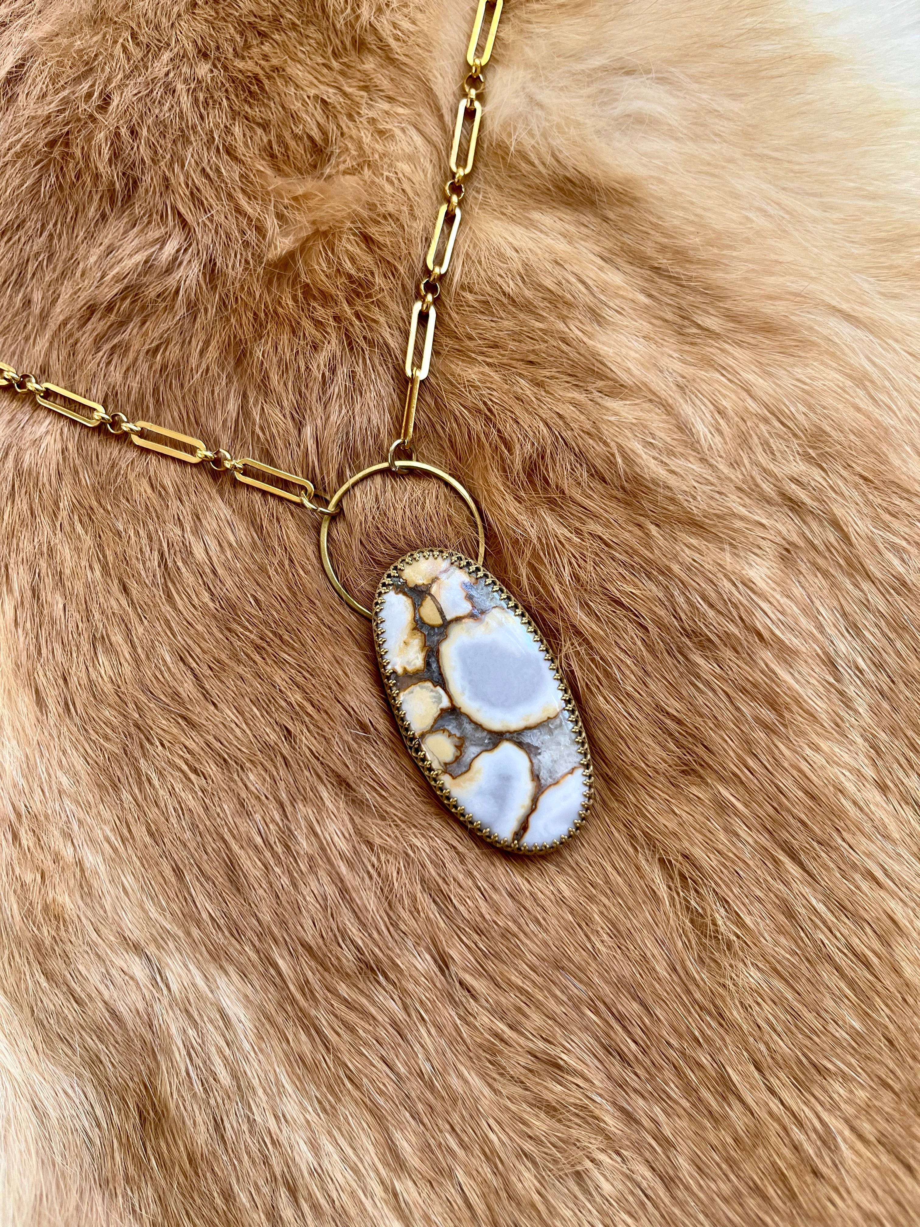 XL Wild Horse Jasper Brass Necklace
