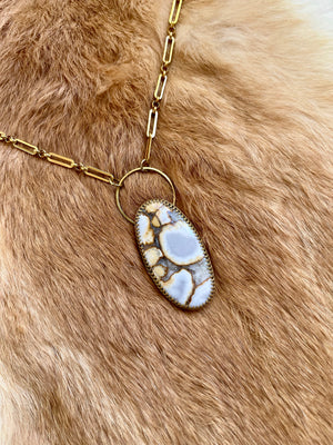 XL Wild Horse Jasper Brass Necklace