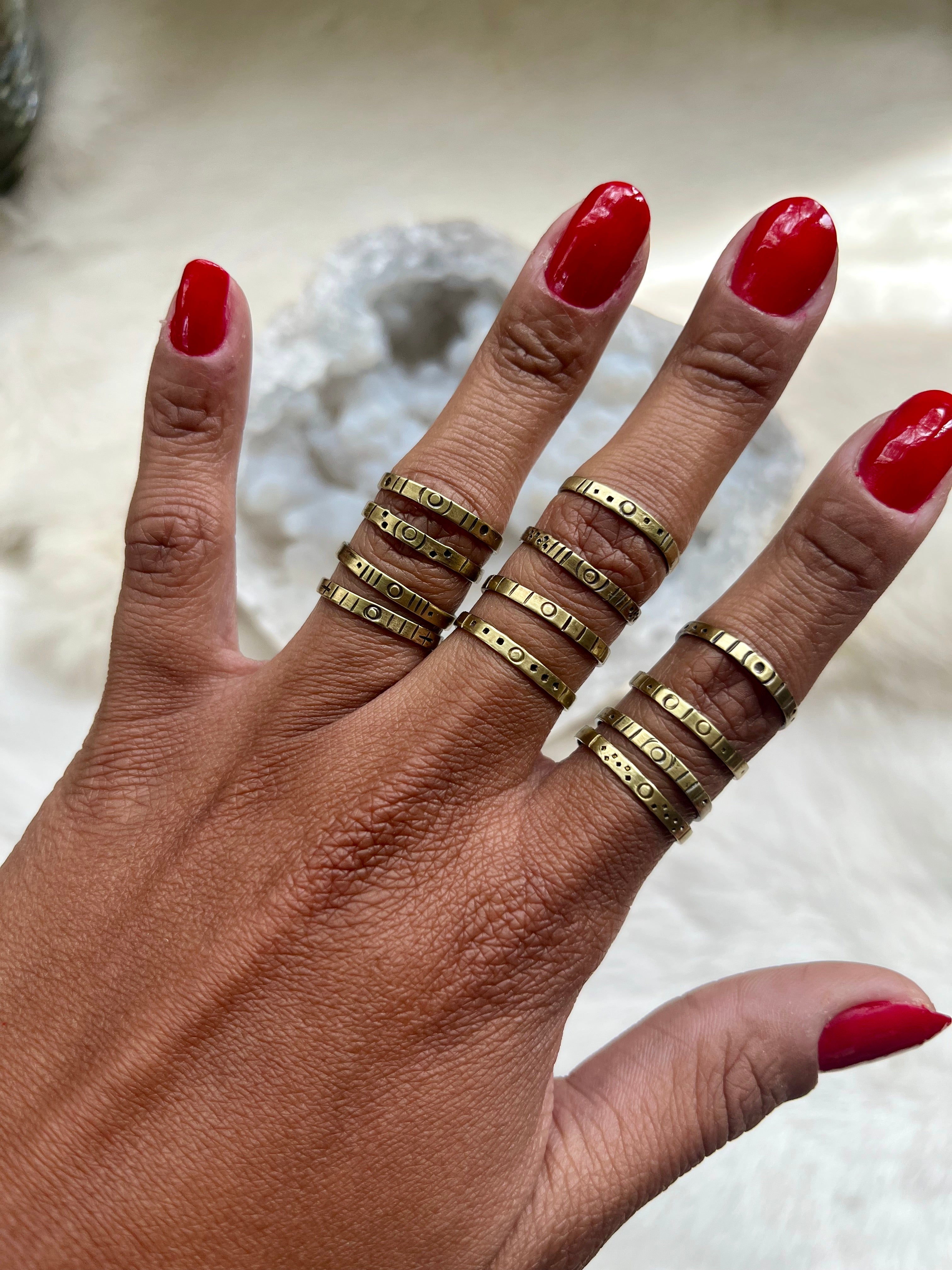 Raw Brass Old World Stackable Rings