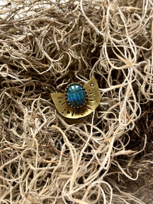 Labradorite Scarab Beetle Brass Ring 4