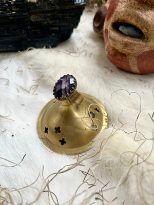 Chervron Amethyst Ultimate Soother Brass Ring