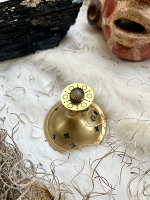 Labradorite Ancient Saucer Scarab Brass Ring