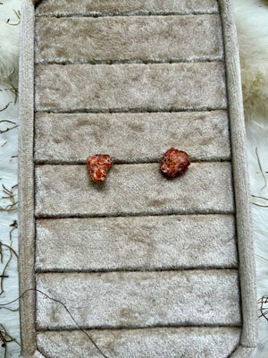 Raw Sunstone Studs Pair