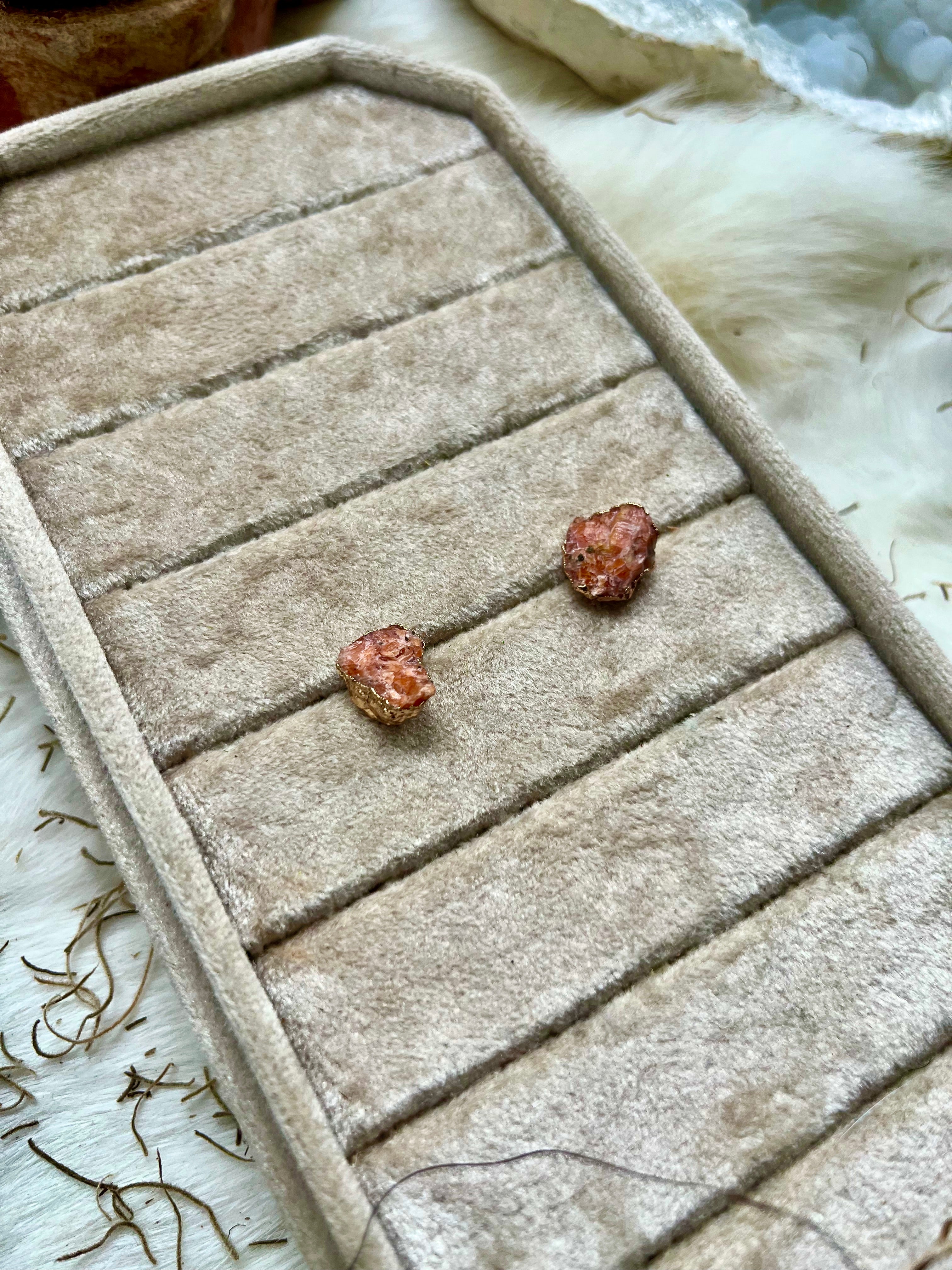 Raw Sunstone Studs Pair