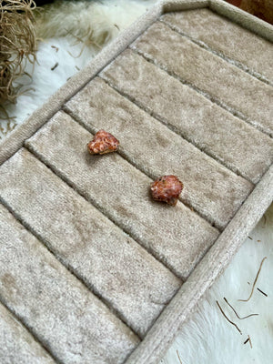 Raw Sunstone Studs Pair