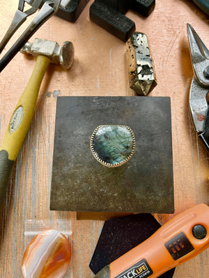 Imperfect Labradorite Brass Ring