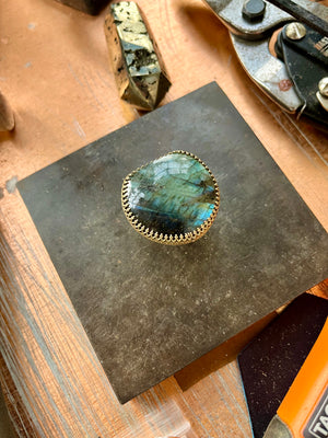 Imperfect Labradorite Brass Ring